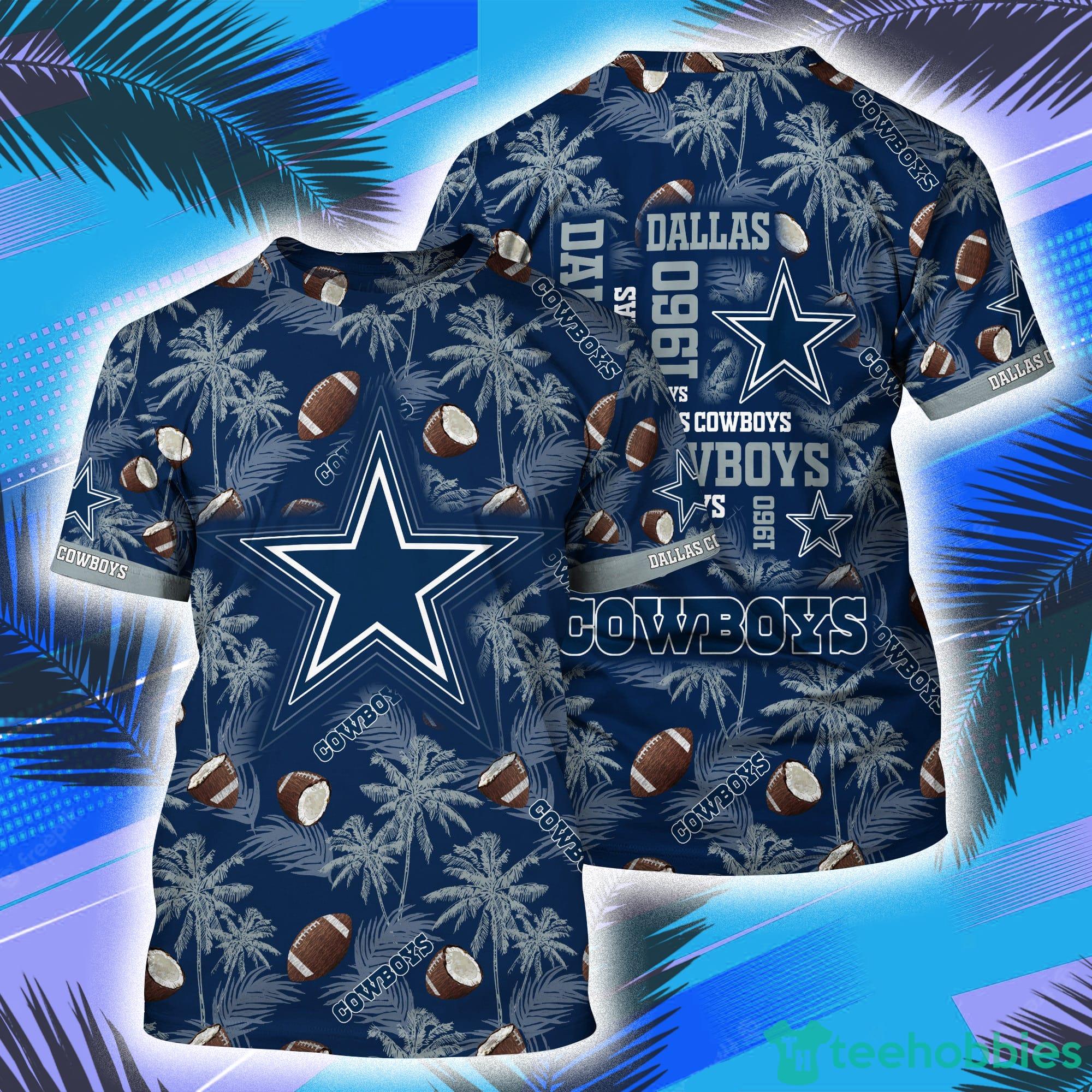 Dallas Cowboys NFL And Palm Trees Pattern Print 3D T-Shirt Product Photo 1