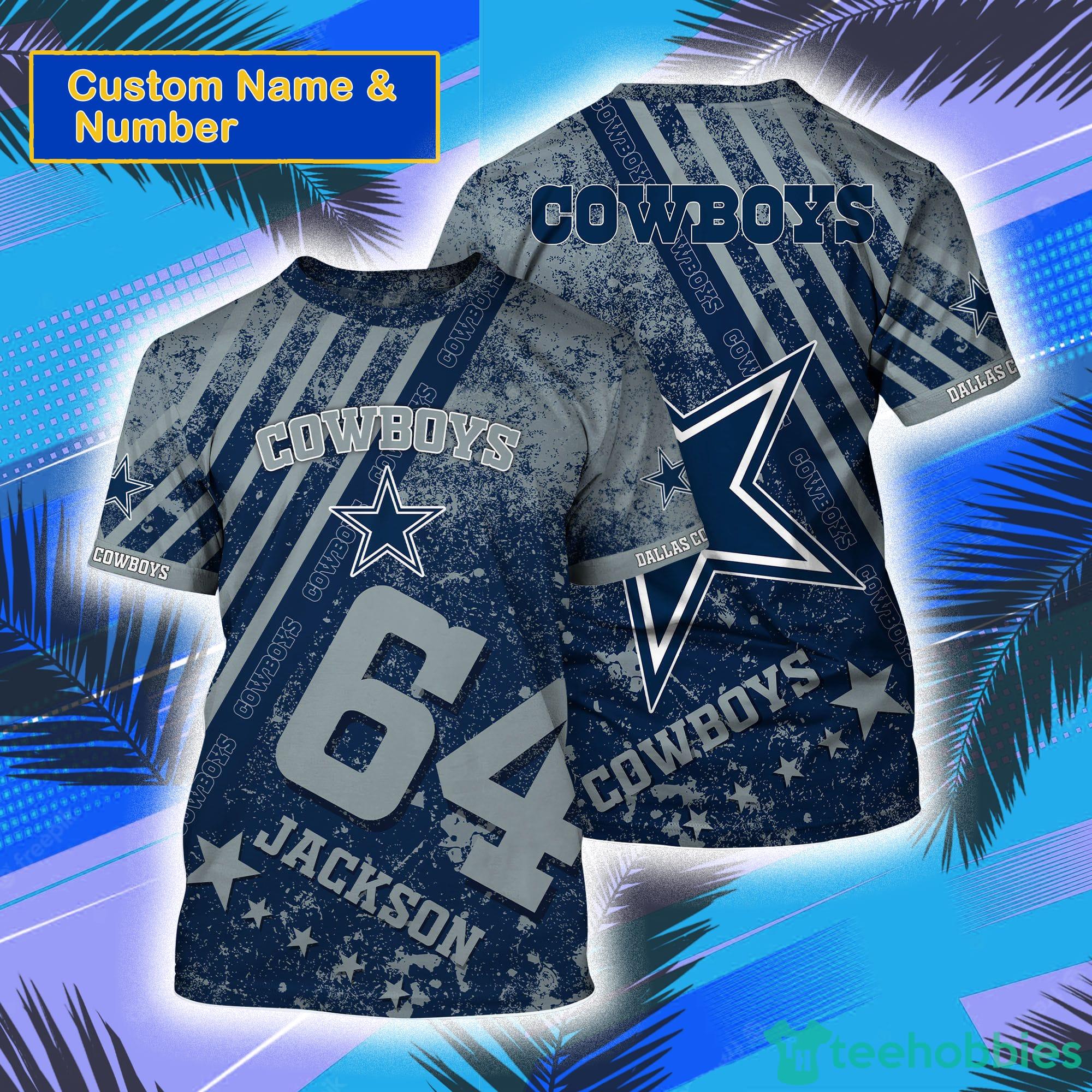 Dallas Cowboys NFL Custom Name And Number All Over Print 3D T-Shirt Product Photo 1