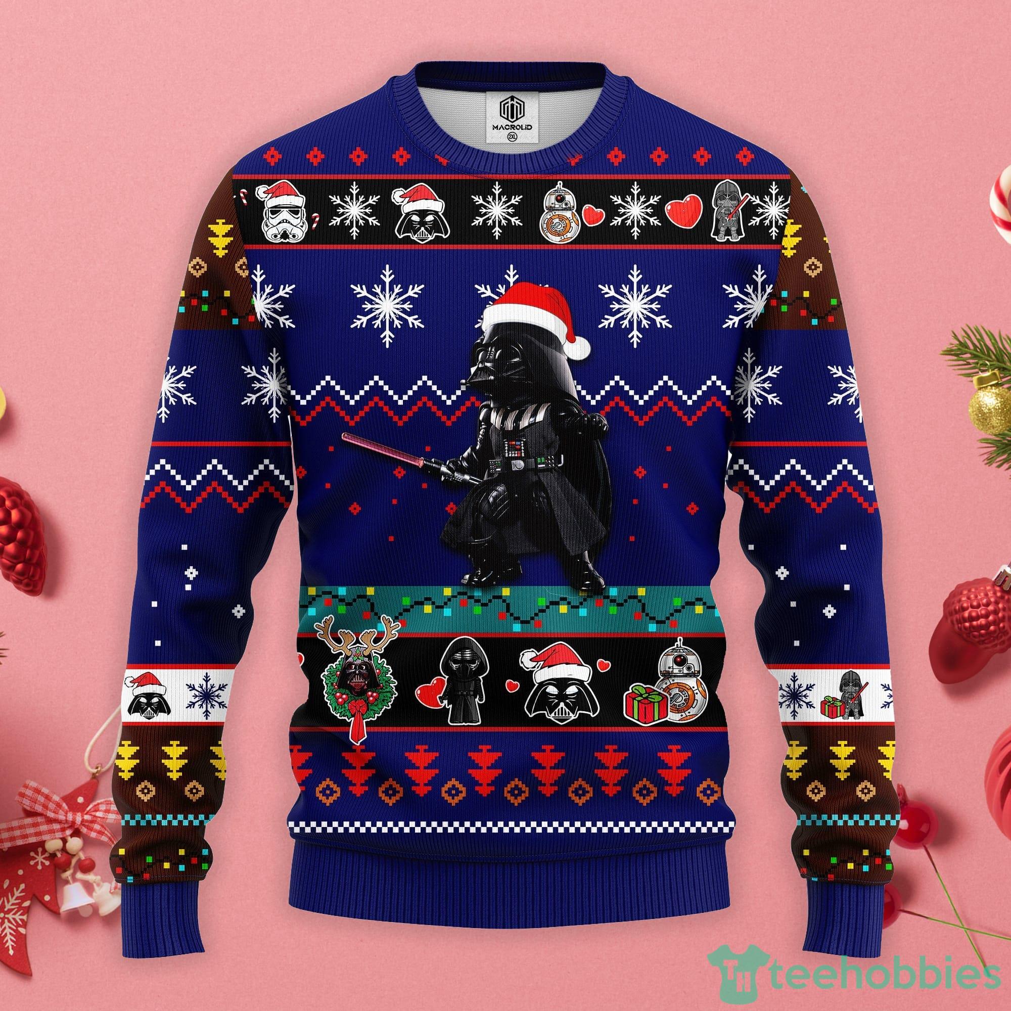 Darth Vader Blue Ugly Christmas Sweater Product Photo 1