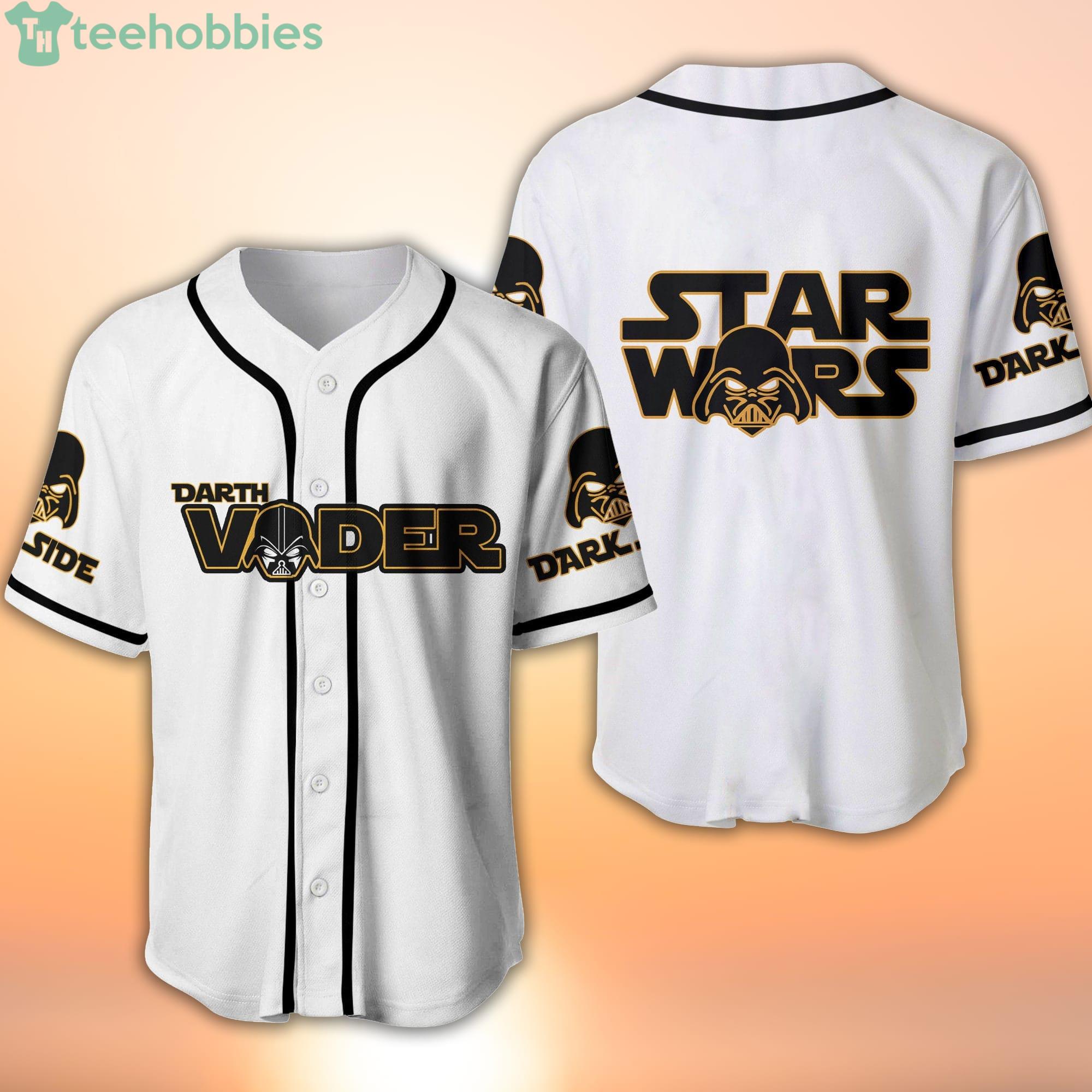 Darth Vader Star Wars White Yellow Disney Cartoon Baseball Jersey Shirt Product Photo 1