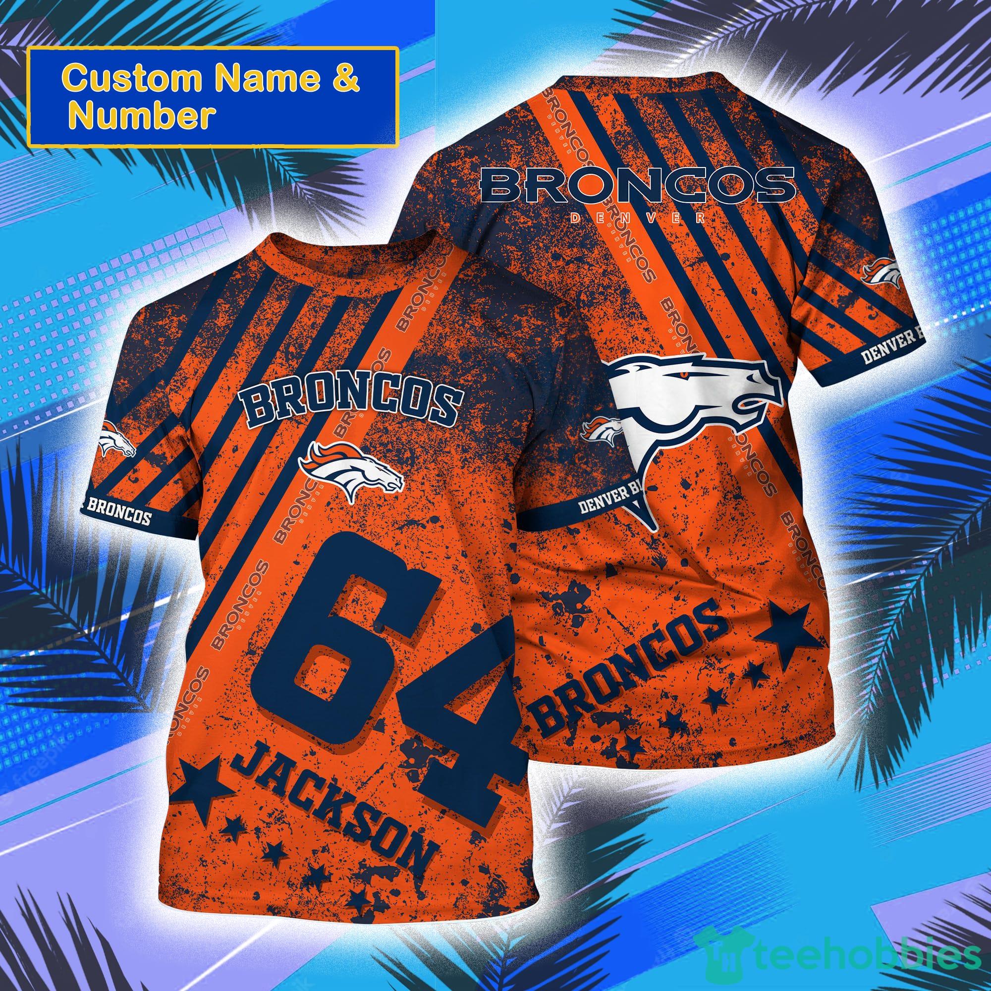Denver Broncos NFL Custom Name And Number All Over Print 3D T-Shirt Product Photo 1