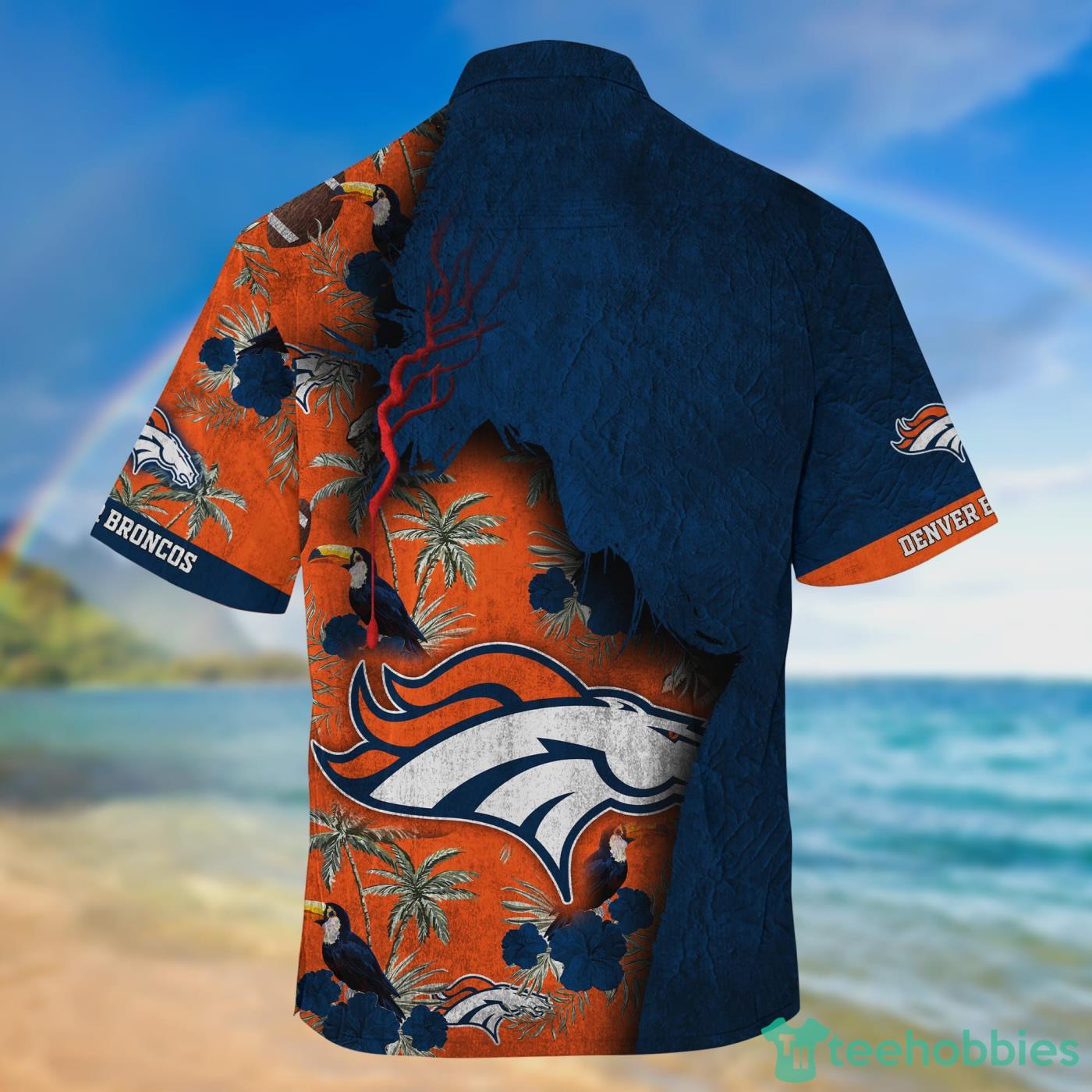 Denver Broncos NFL Tropical Palm Trees Short Sleeves Hawaiian Shirt