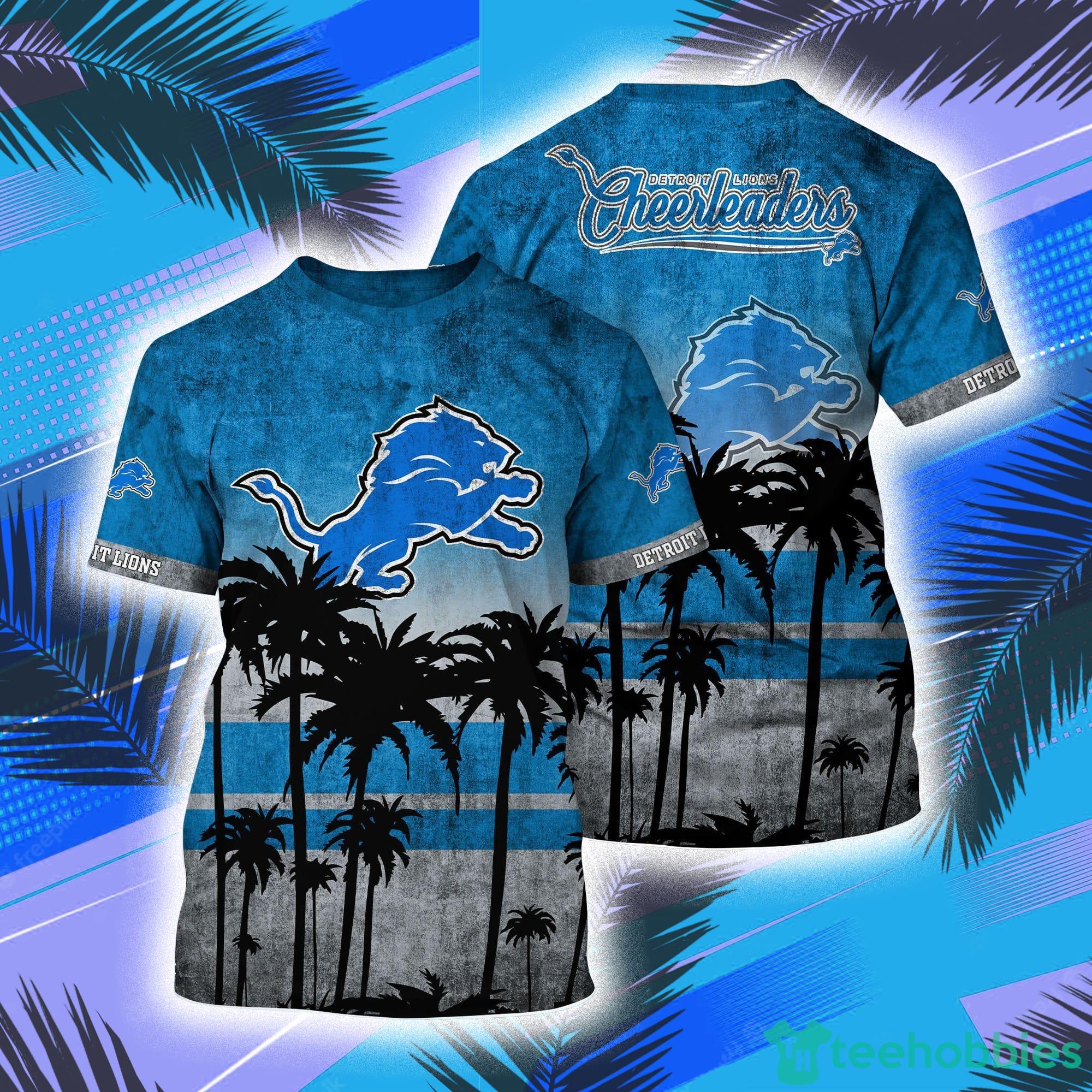 Detroit Lions NFL And Palm Trees Hawaii Style 3D T-Shirt Product Photo 1