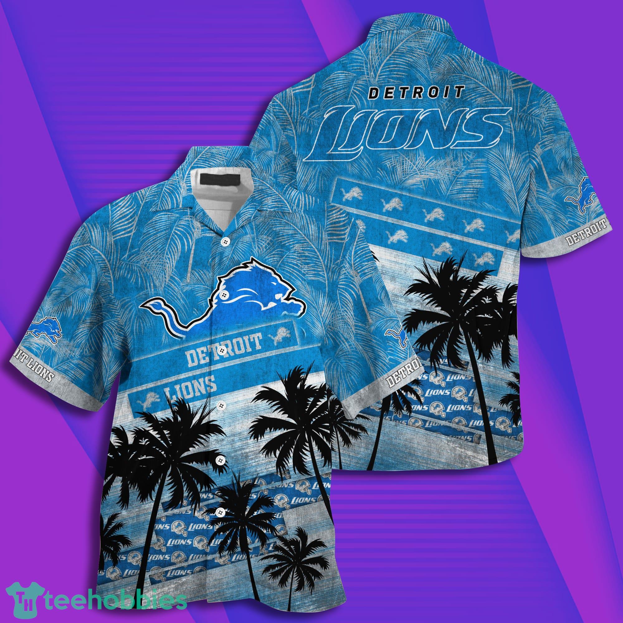 Detroit Lions Nfl Tropical Tree Background Full Print Hawaiian