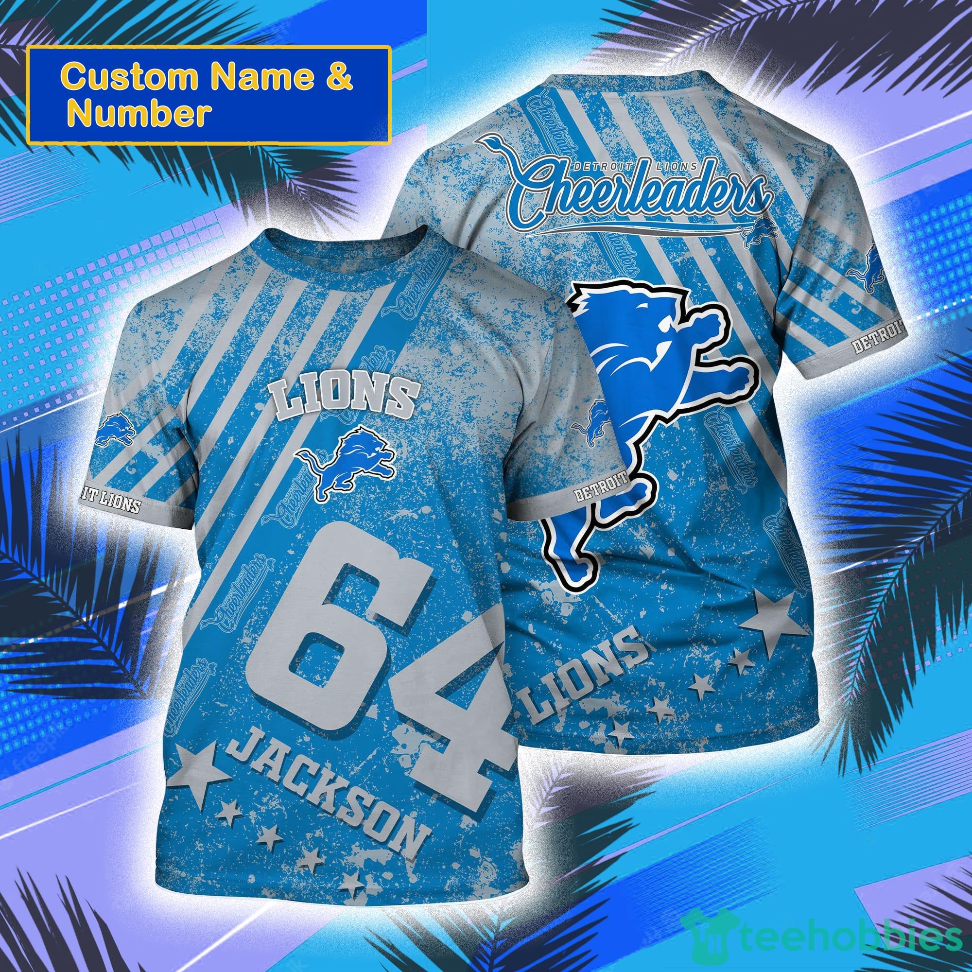 Detroit Lions NFL Custom Name And Number All Over Print 3D T-Shirt Product Photo 1