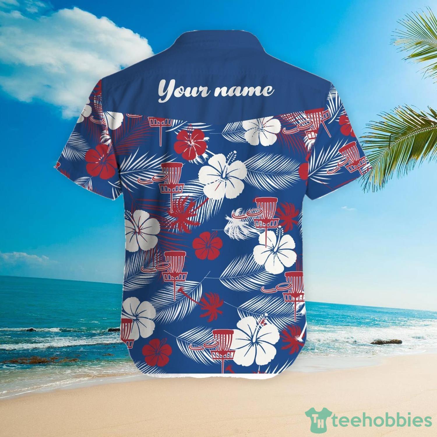 Disc Golf Aloha Floral Tropical Custom Name Hawaiian Shirt Product Photo 4