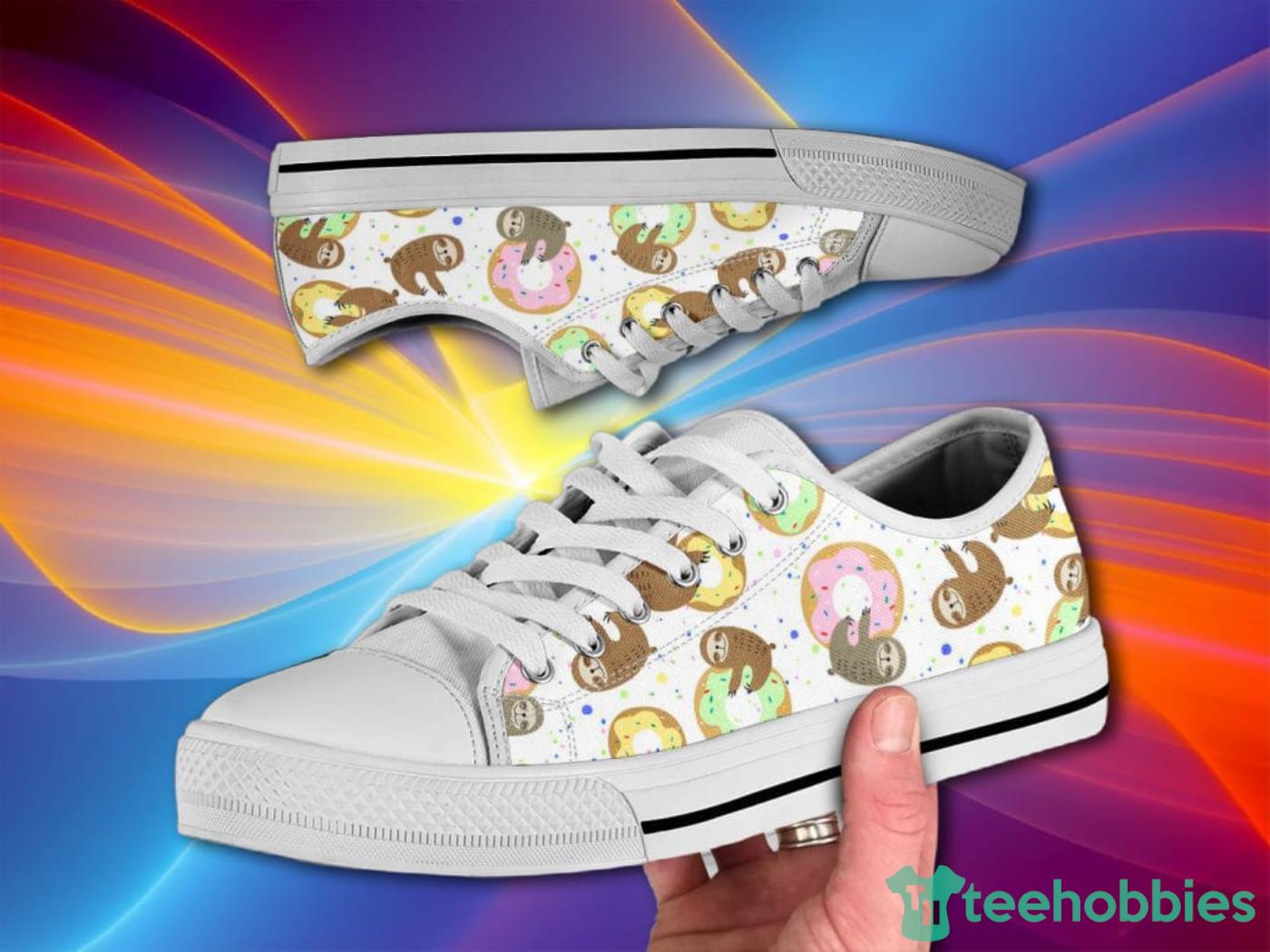 Donuts Sloth Cute Pattern Low Top Canvas Shoes Product Photo 3 Donuts Sloth Cute Pattern Low Top Canvas Shoes Product Photo 3