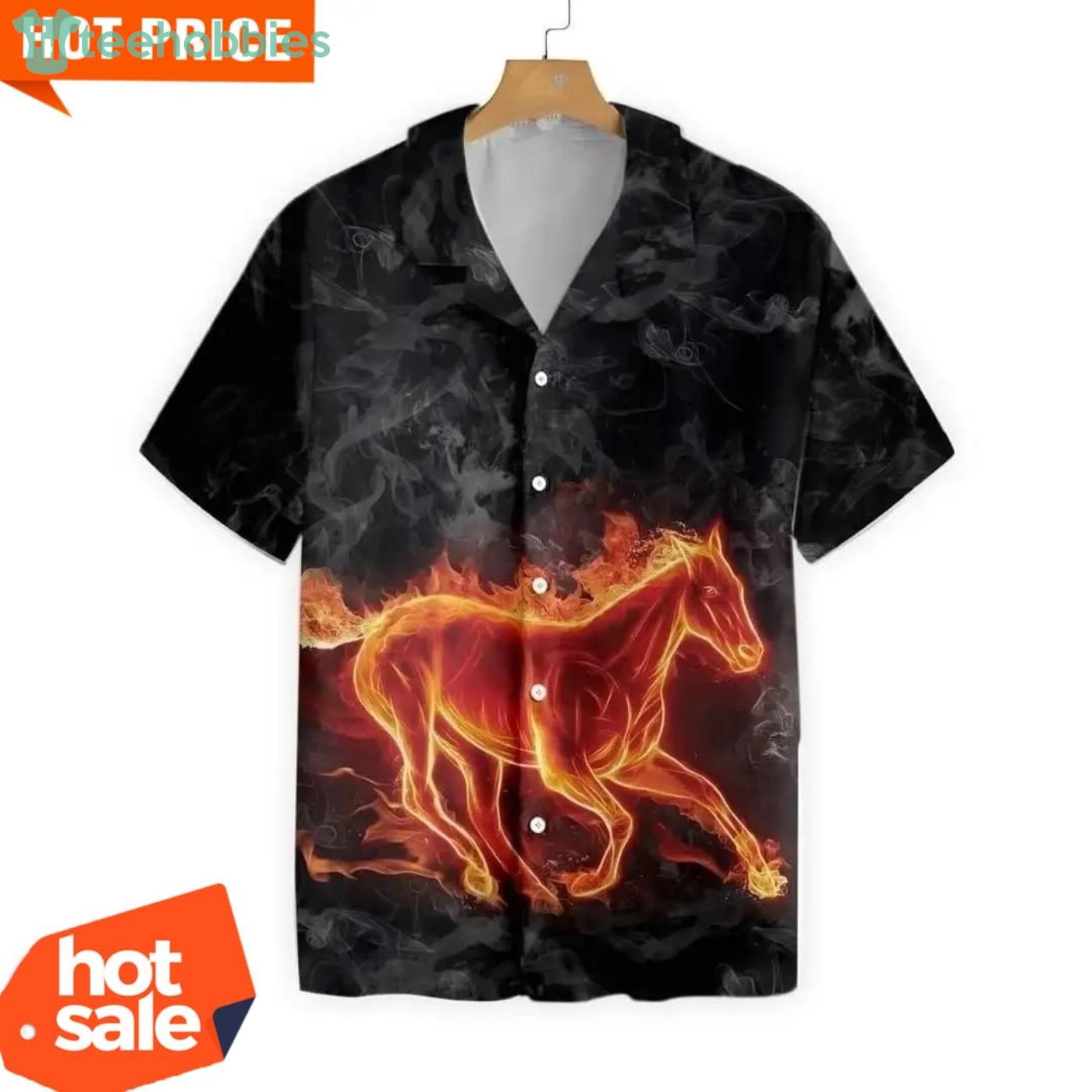 Fire Horse Shirt For Men Short Sleeves Hawaiian Shirt Product Photo 1