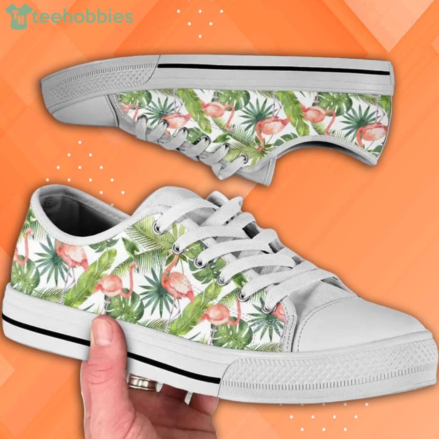 Flamingo And Tropical Leaves Pattern Low Top Shoes Product Photo 1