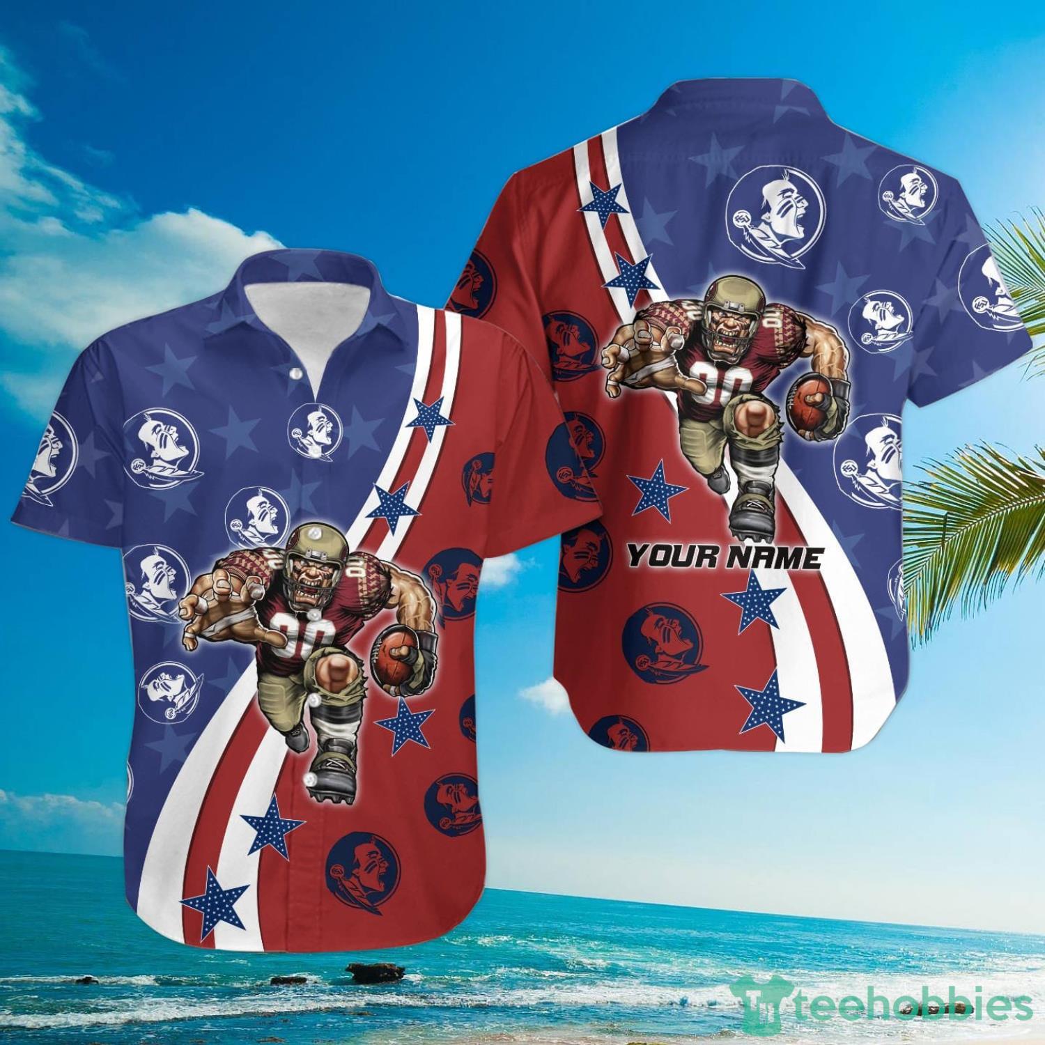 Florida State Seminoles American Flag Custom Name Hawaiian Shirt Product Photo 3