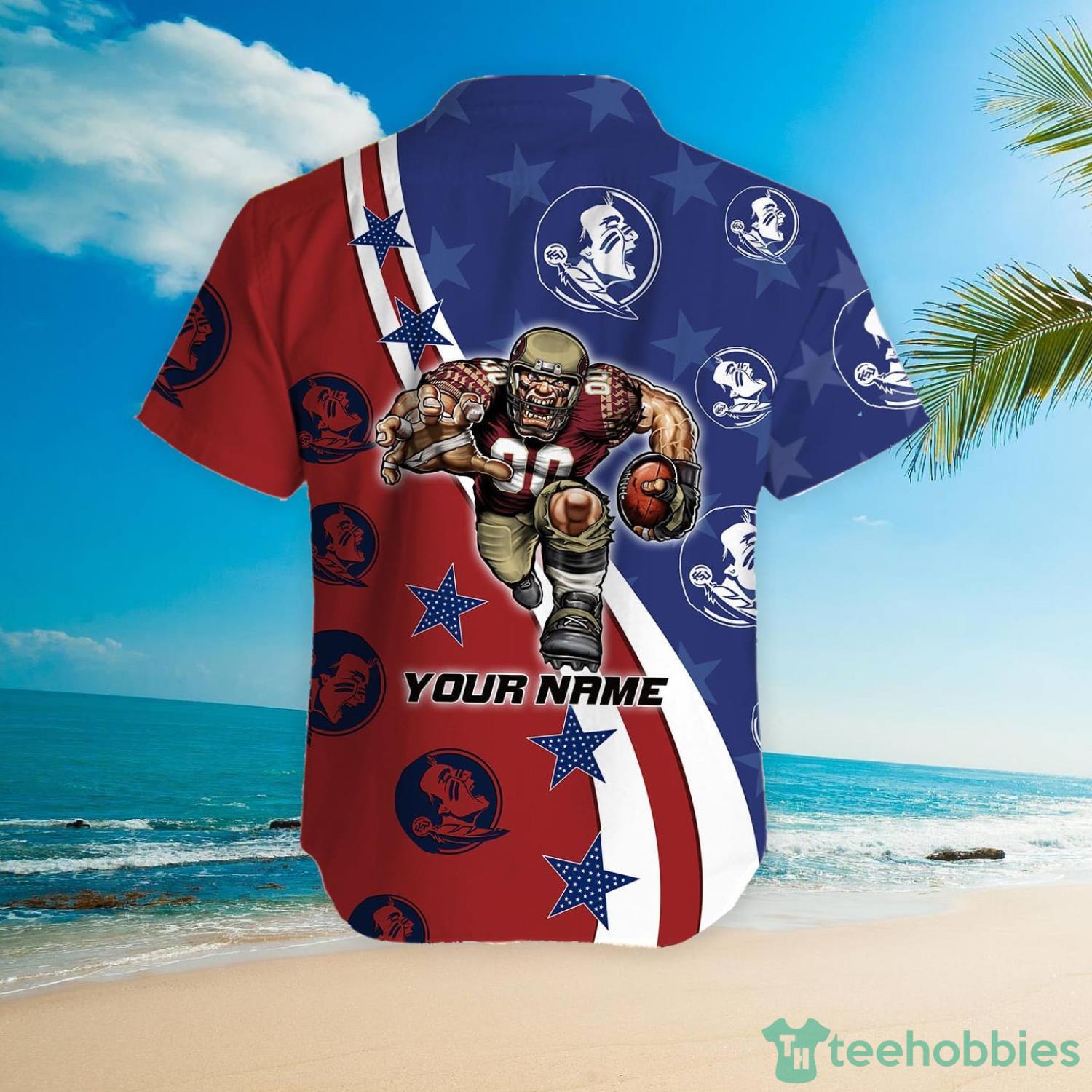 Florida State Seminoles American Flag Custom Name Hawaiian Shirt Product Photo 5