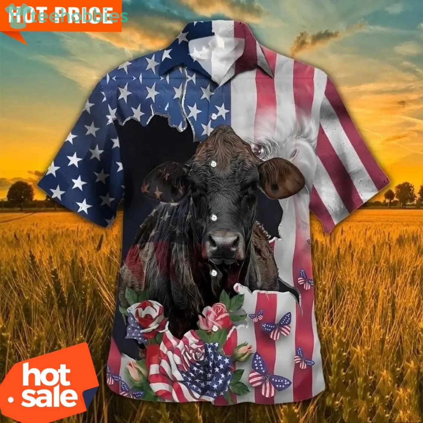 Gelbvieh Hawaiian Shirt For Independence Day Animal Lovers Hawaiian Shirt Product Photo 1