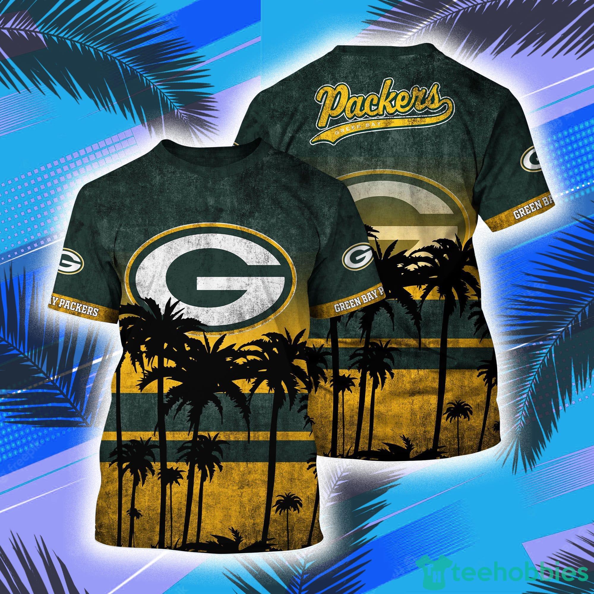 Green Bay Packers NFL And Palm Trees Hawaii Style 3D T-Shirt Product Photo 1
