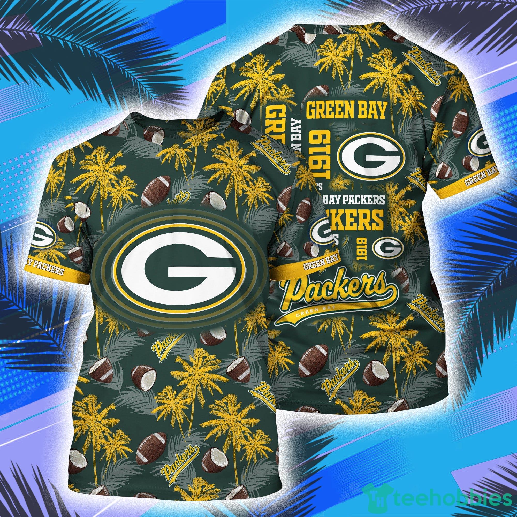 Green Bay Packers NFL And Palm Trees Pattern All Over Print 3D T-Shirt Product Photo 1