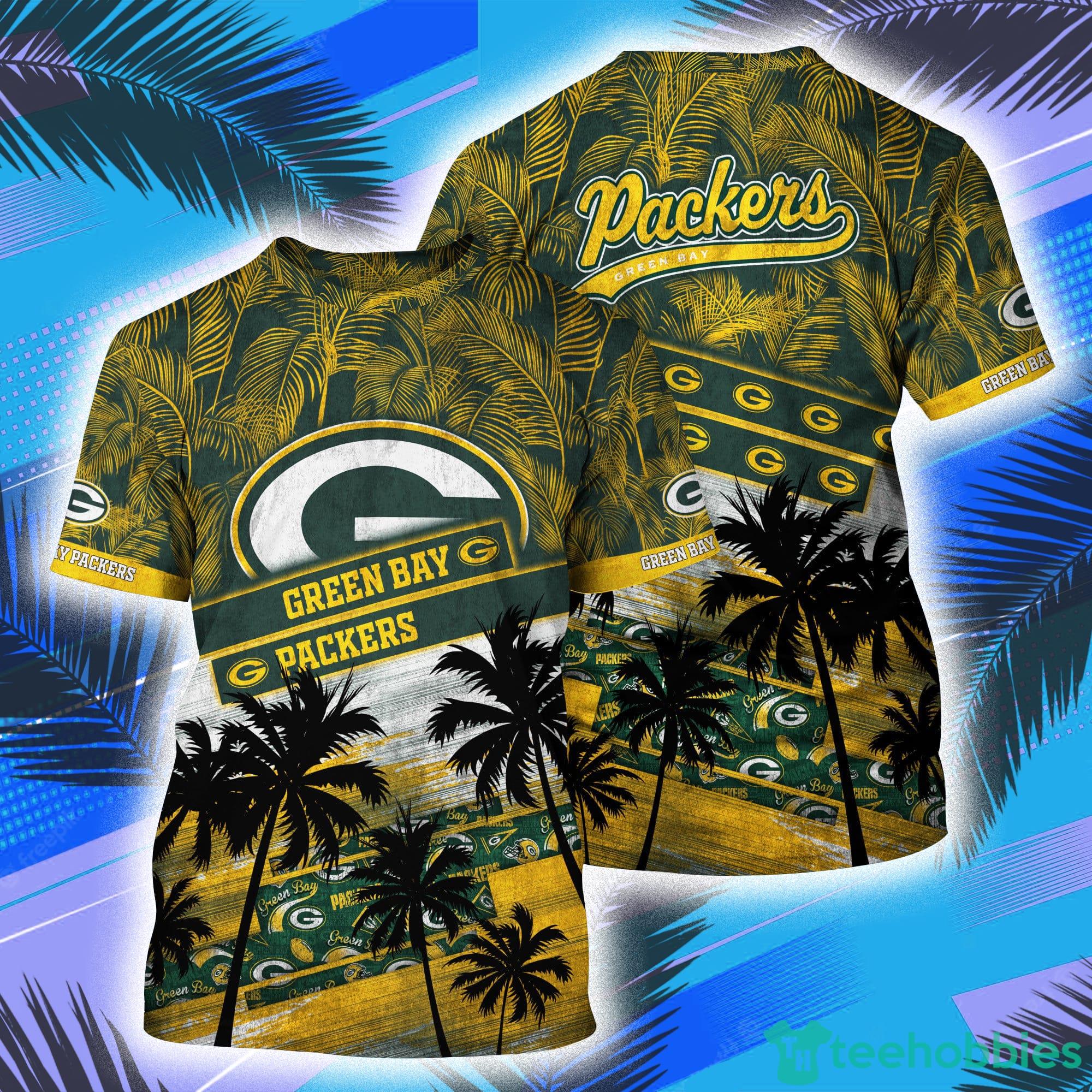 Green Bay Packers NFL And Tropical Pattern Aloha Hawaii Style 3D T-Shirt Product Photo 1