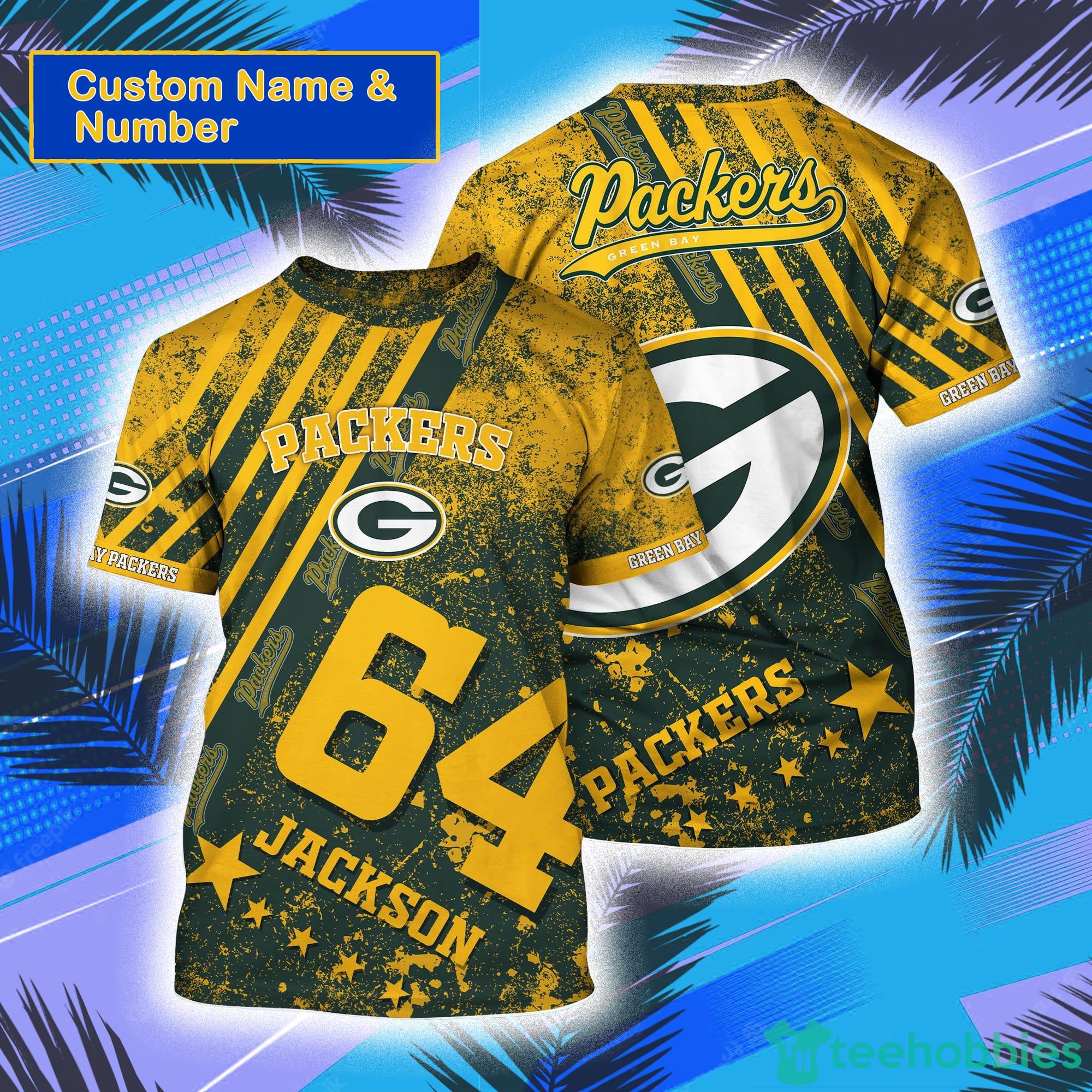 Green Bay Packers NFL Custom Name And Number All Over Print 3D T-Shirt
