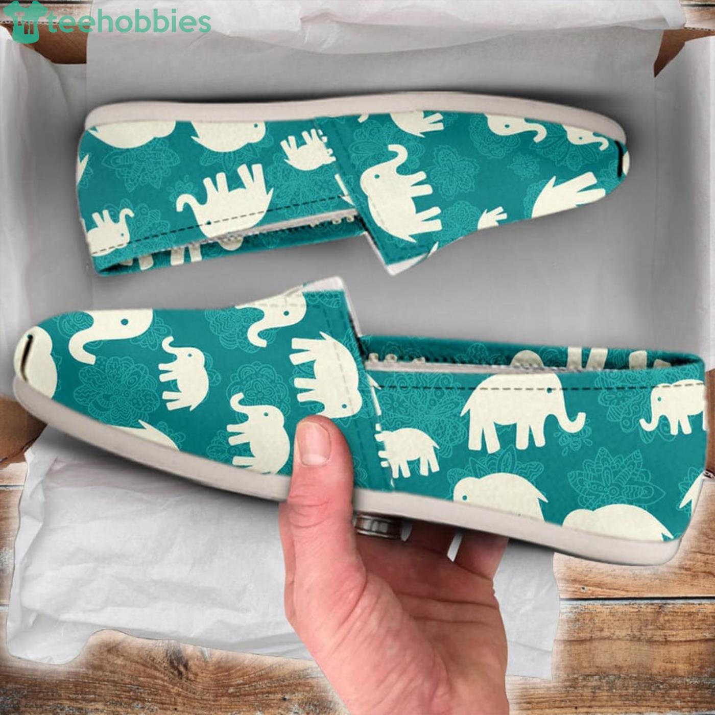 Green Elephant Lovely Pattern Slip On Shoes Product Photo 1
