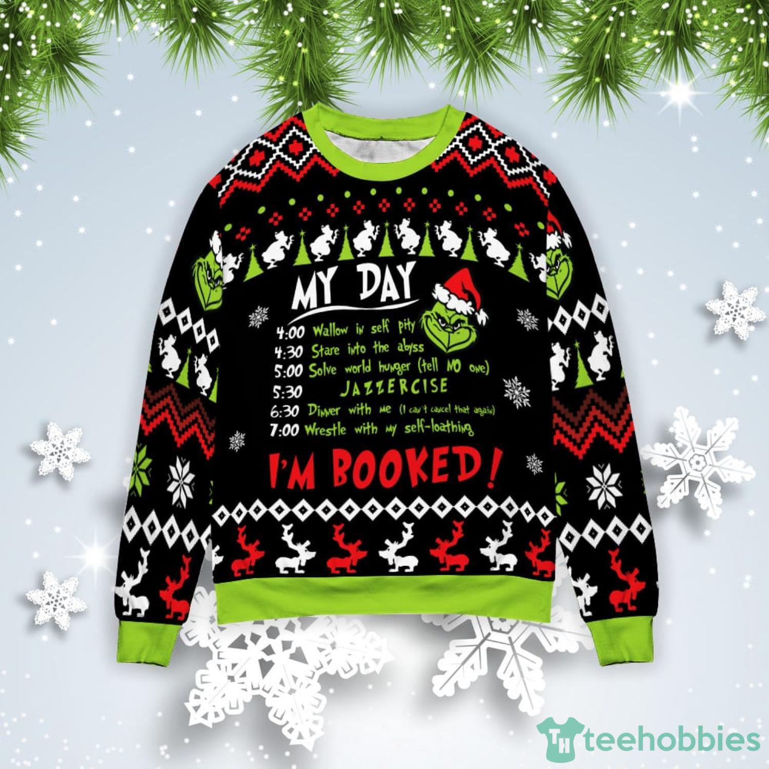 Grinch I Like To Stay In Bed Sleep Christmas Gift Ugly Christmas Sweater