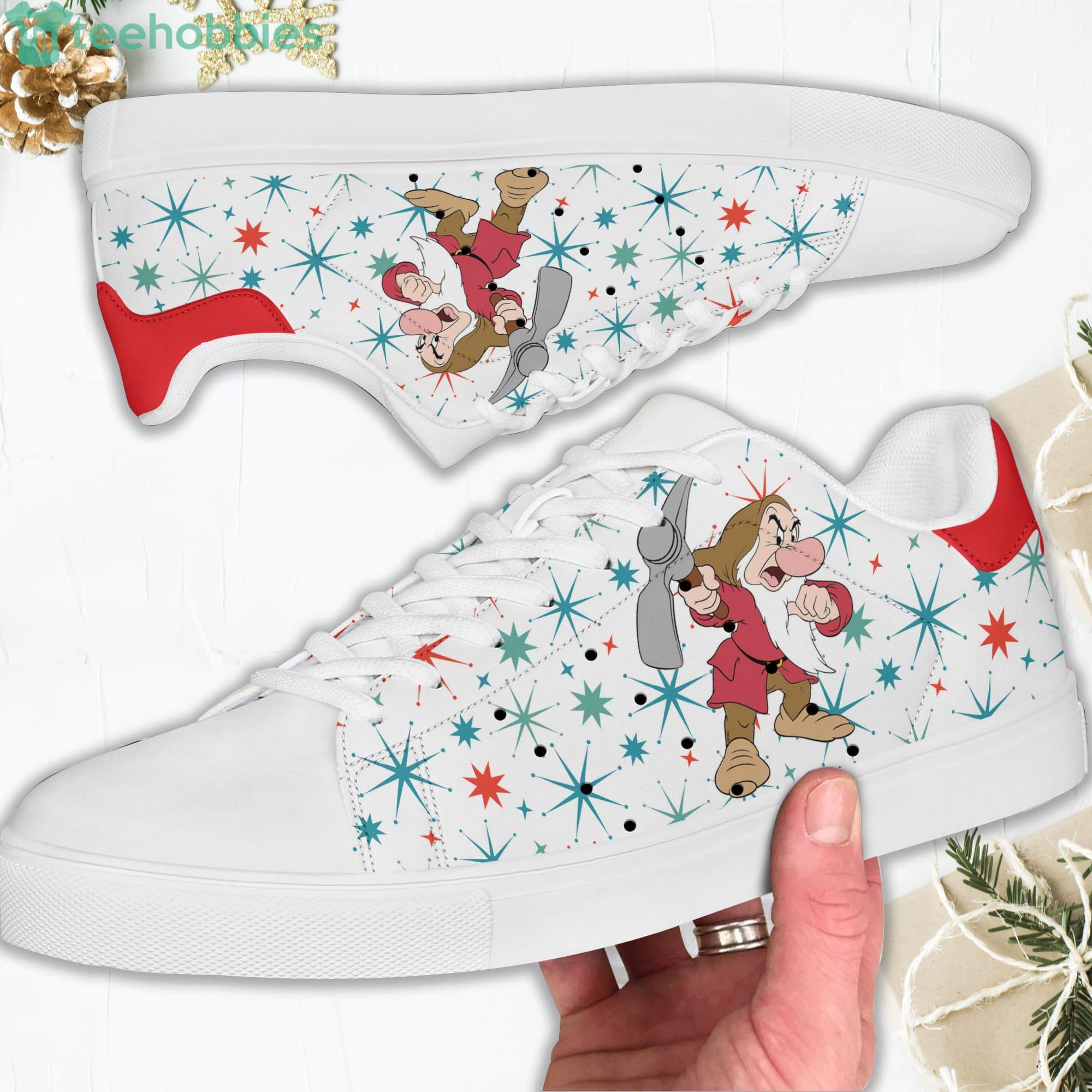 Grumpy Dwarf Red White Stan Smith Disney Carrtoon Low Top Skate Shoes Product Photo 1
