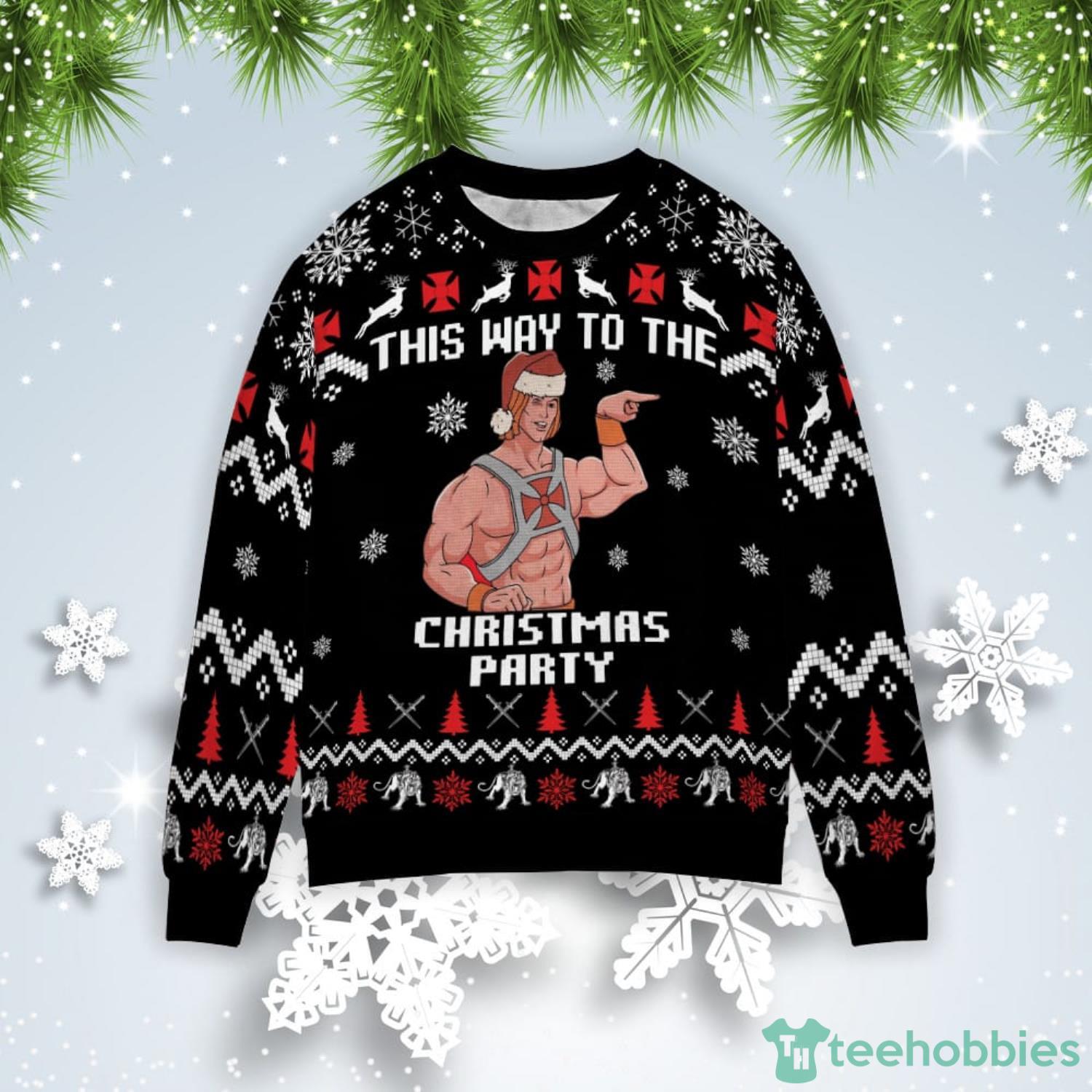 Heman This Way To The Christmas Party Ugly Christmas Sweater Product Photo 1