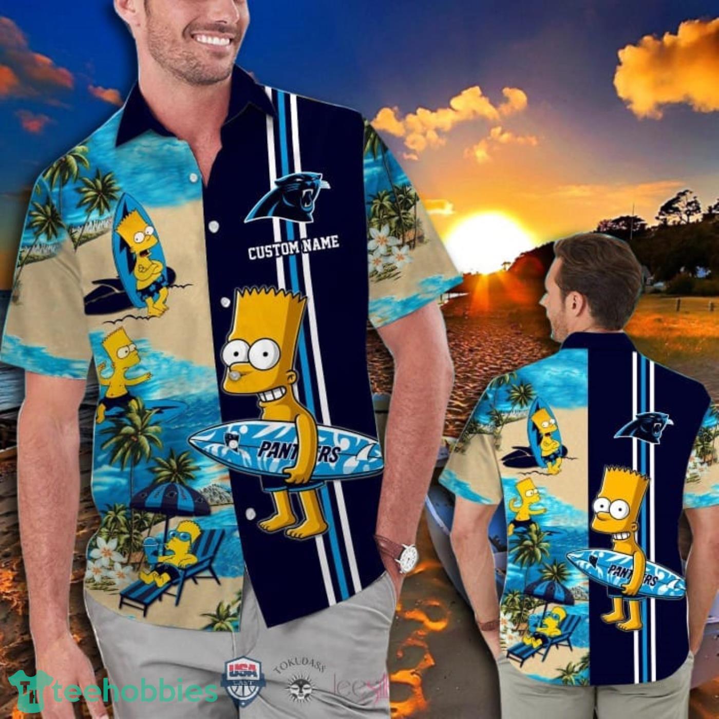 Hot Trend Personalized Carolina Panthers Bart Simpson Hawaiian And Pants Combo Product Photo 1