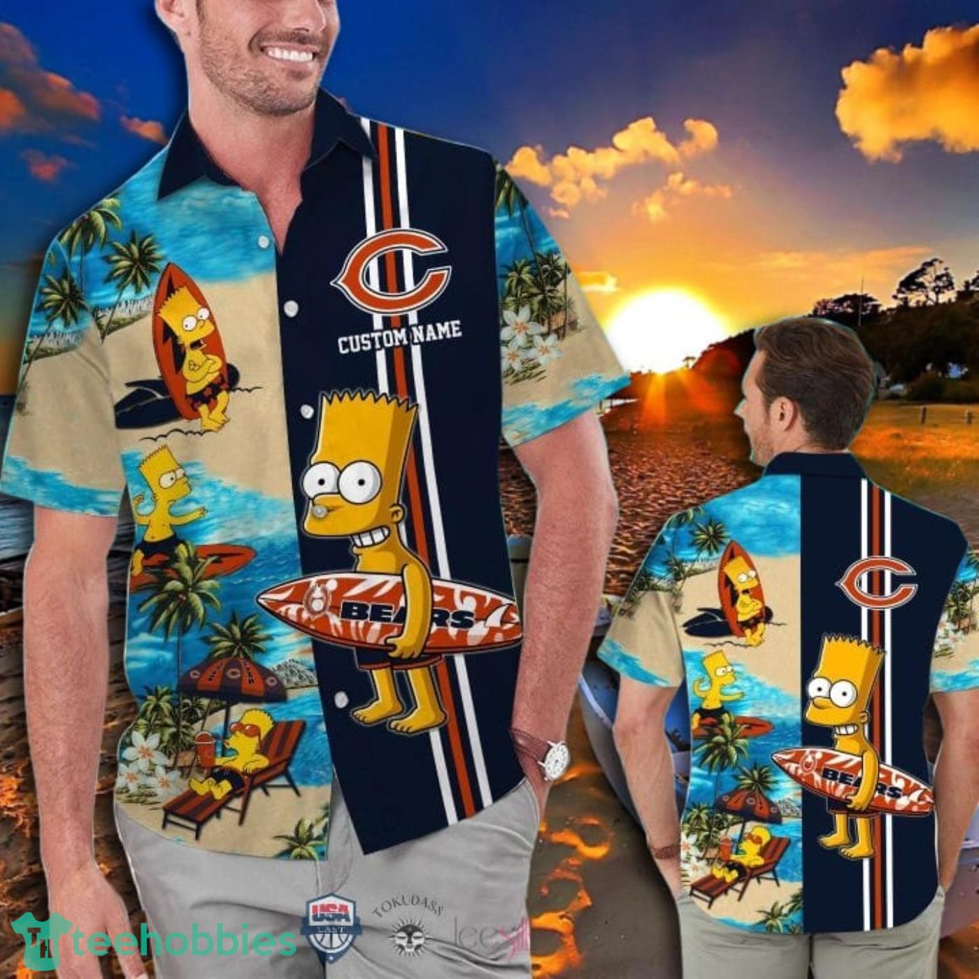 Hot Trend Personalized Chicago Bears Bart Simpson Hawaiian And Pants Combo Product Photo 1