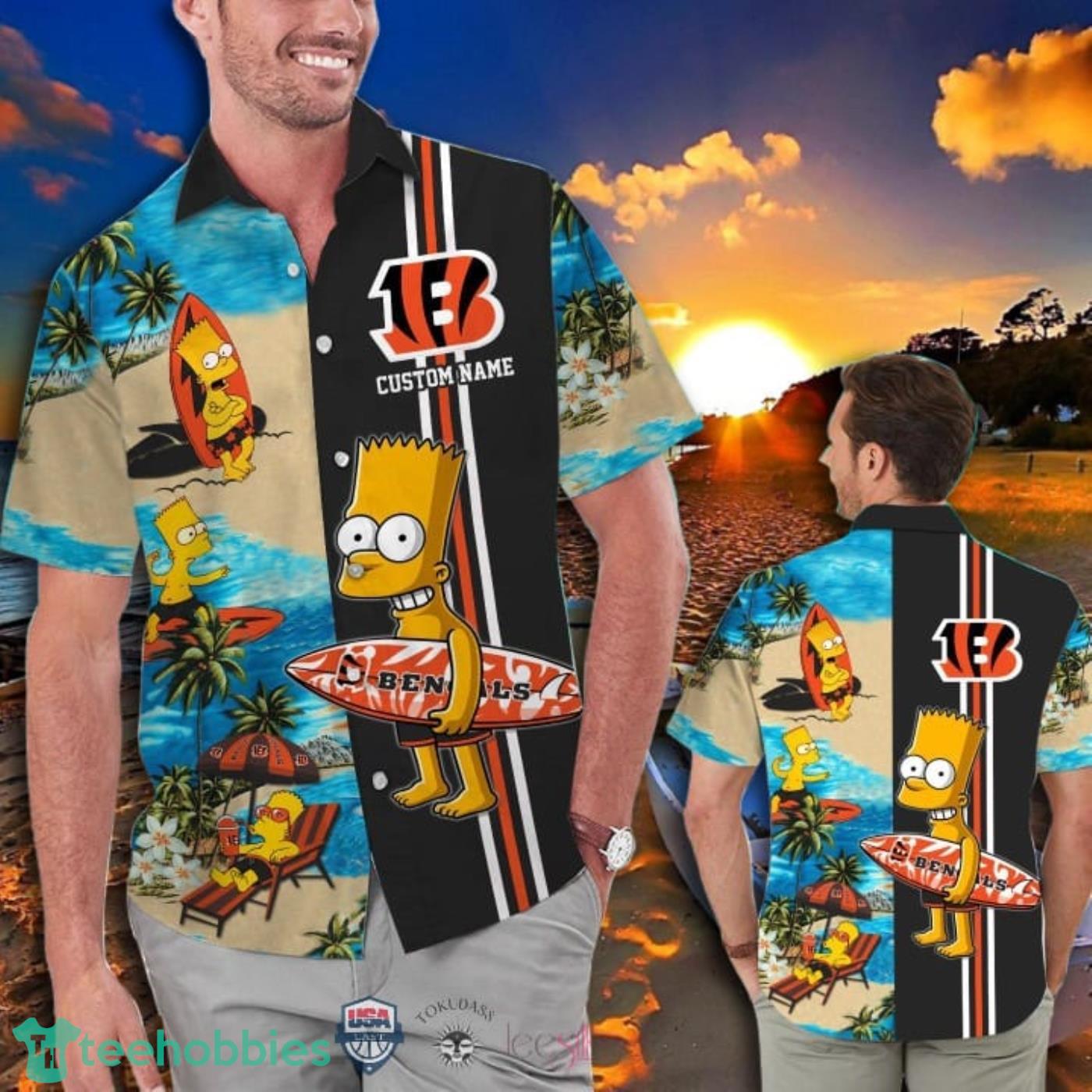 Hot Trend Personalized Cincinnati Bengals Bart Simpson Hawaiian And Pants Combo Product Photo 1