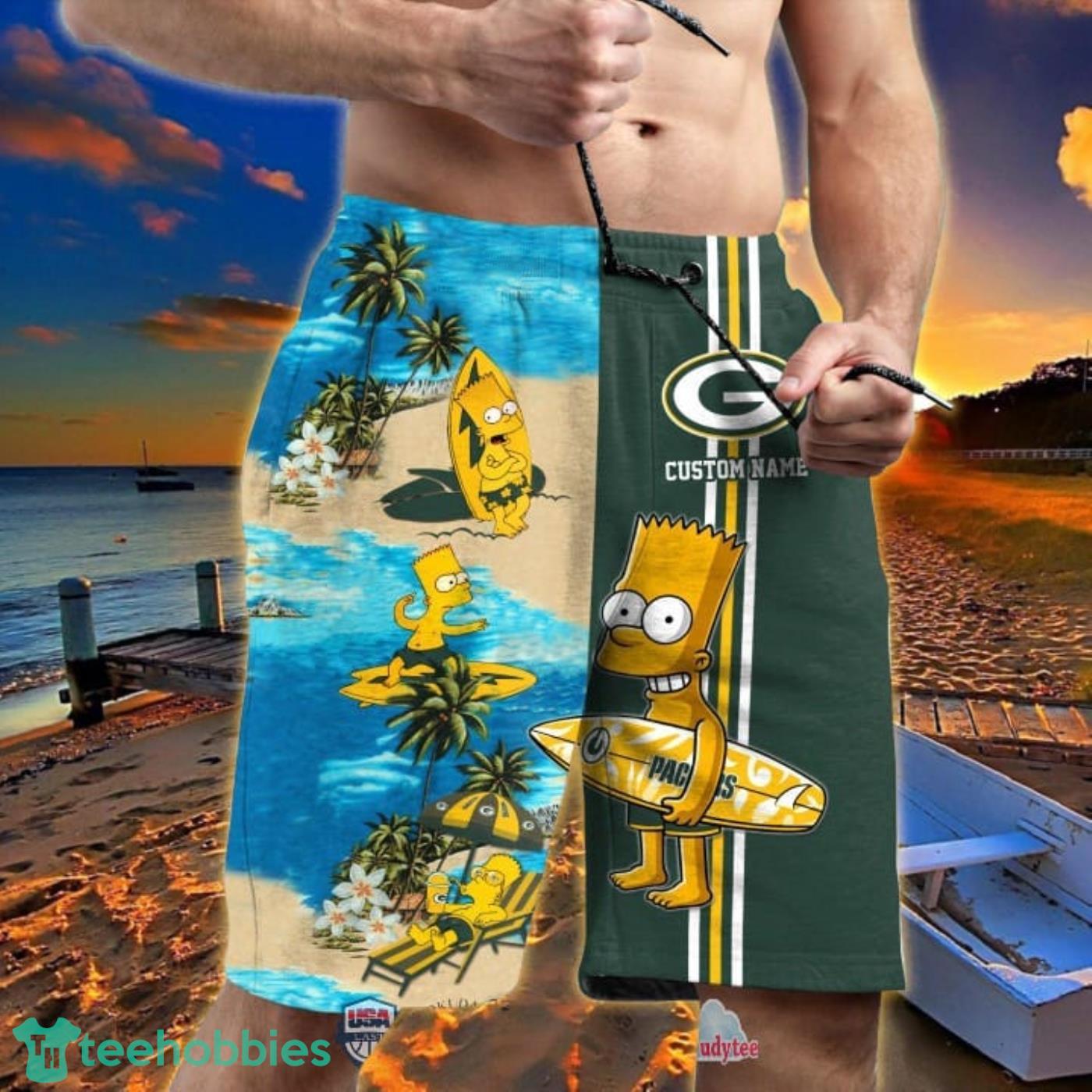 Hot Trend Personalized Green Bay Packers Bart Simpson Hawaiian And Pants  Combo