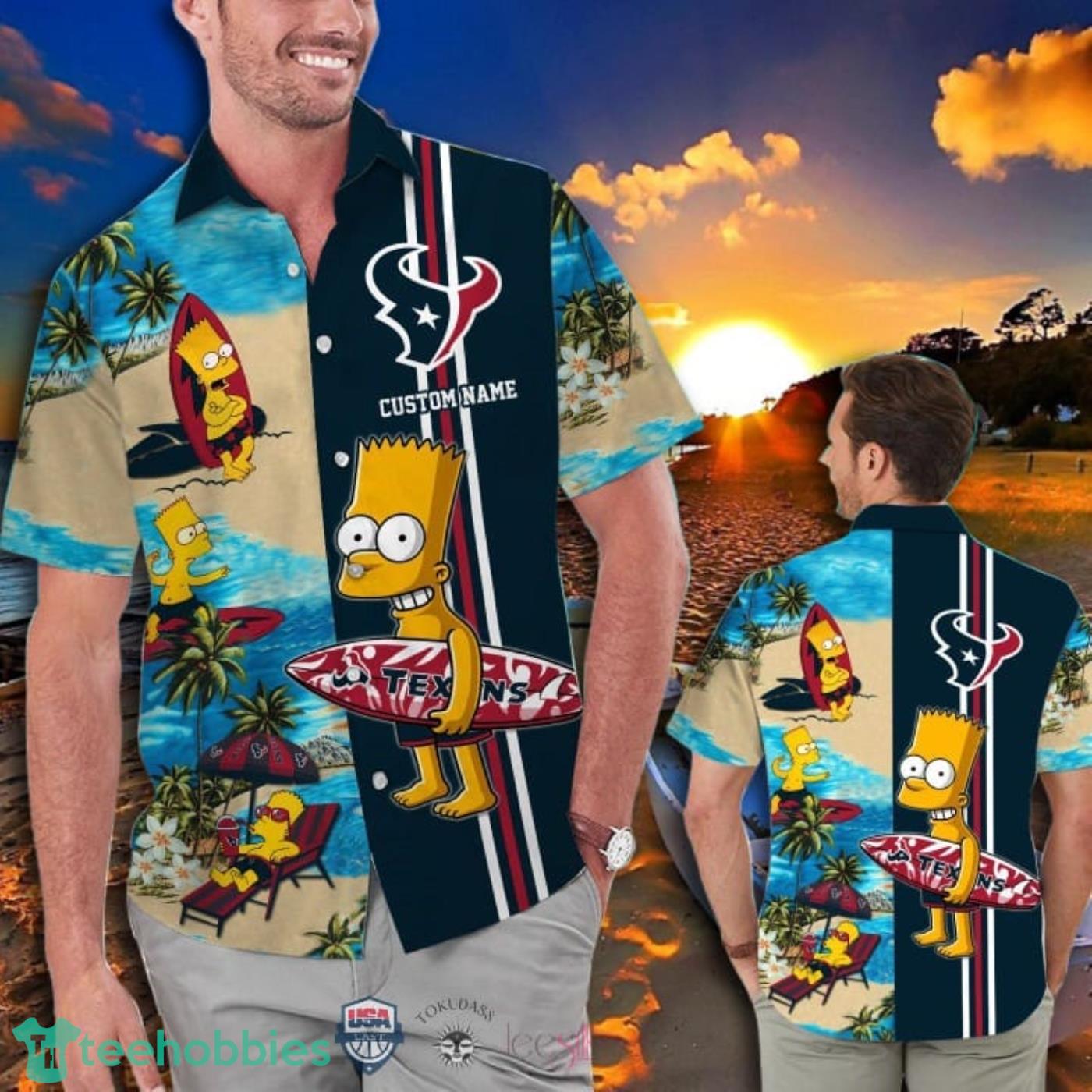 Hot Trend Personalized Houston Texans Bart Simpson Hawaiian And Pants Combo