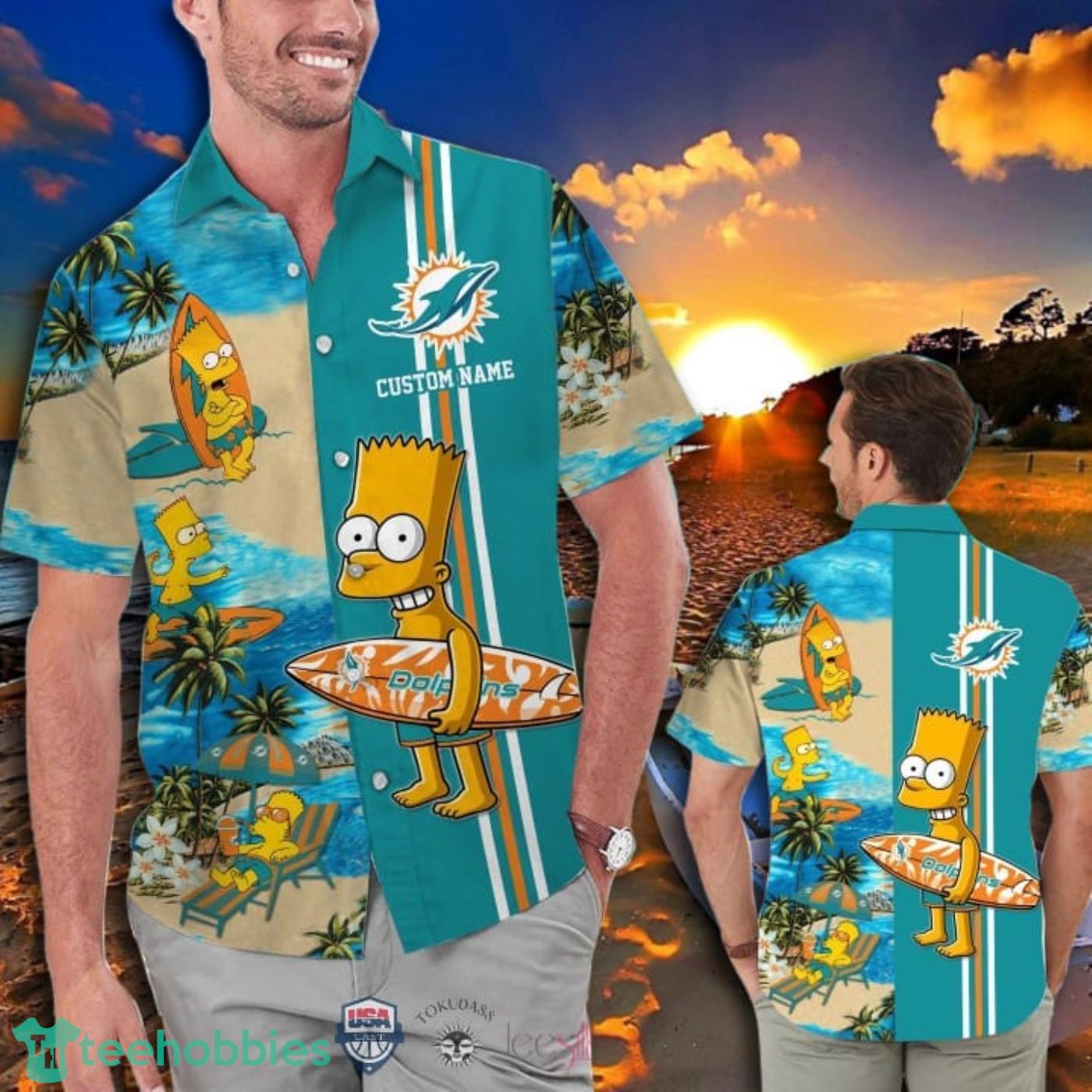 Hot Trend Personalized Miami Dolphins Bart Simpson Hawaiian And Pants Combo Product Photo 1