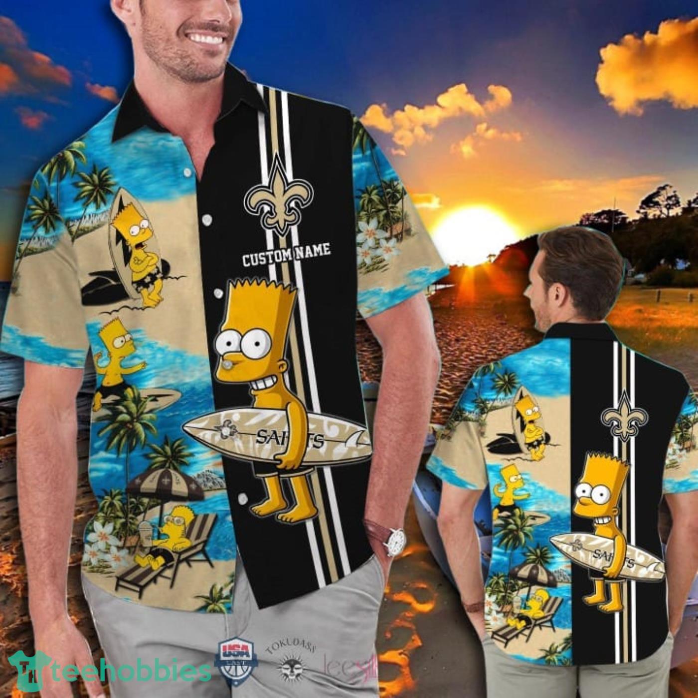 Hot Trend Personalized New Orleans Saints Bart Simpson Hawaiian And Pants Combo Product Photo 1