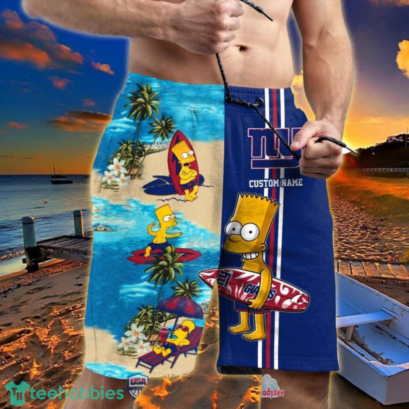 New York Giants NFL Combo Summer Hawaiian Shirt And Pants