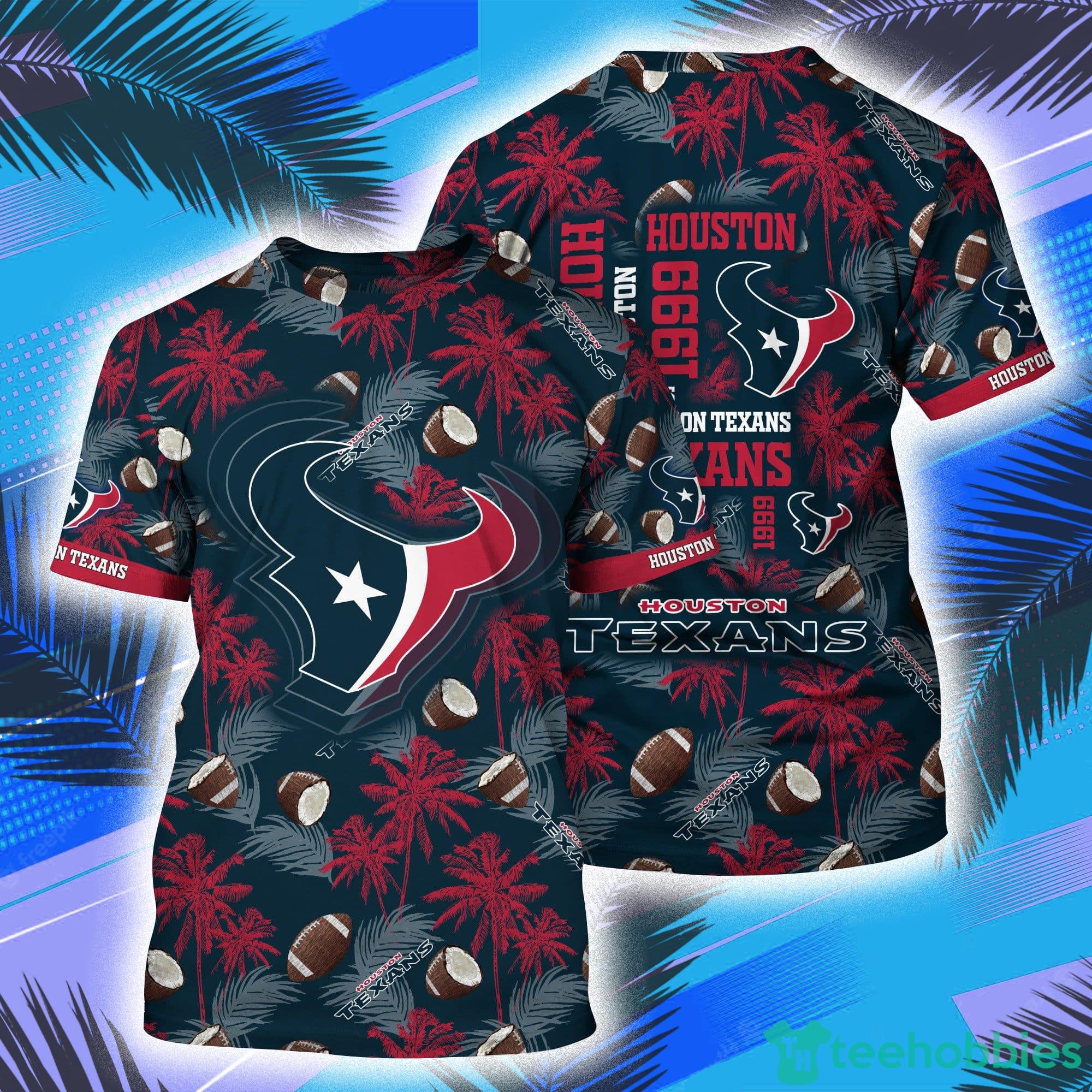Houston Texans NFL And Palm Trees Pattern All Over Print 3D T-Shirt Product Photo 1