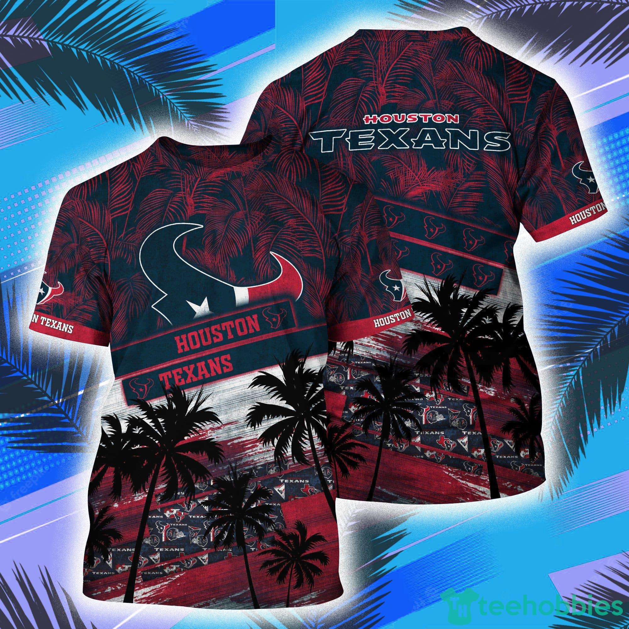 Houston Texans NFL And Tropical Pattern Aloha Hawaii Style 3D T-Shirt Product Photo 1