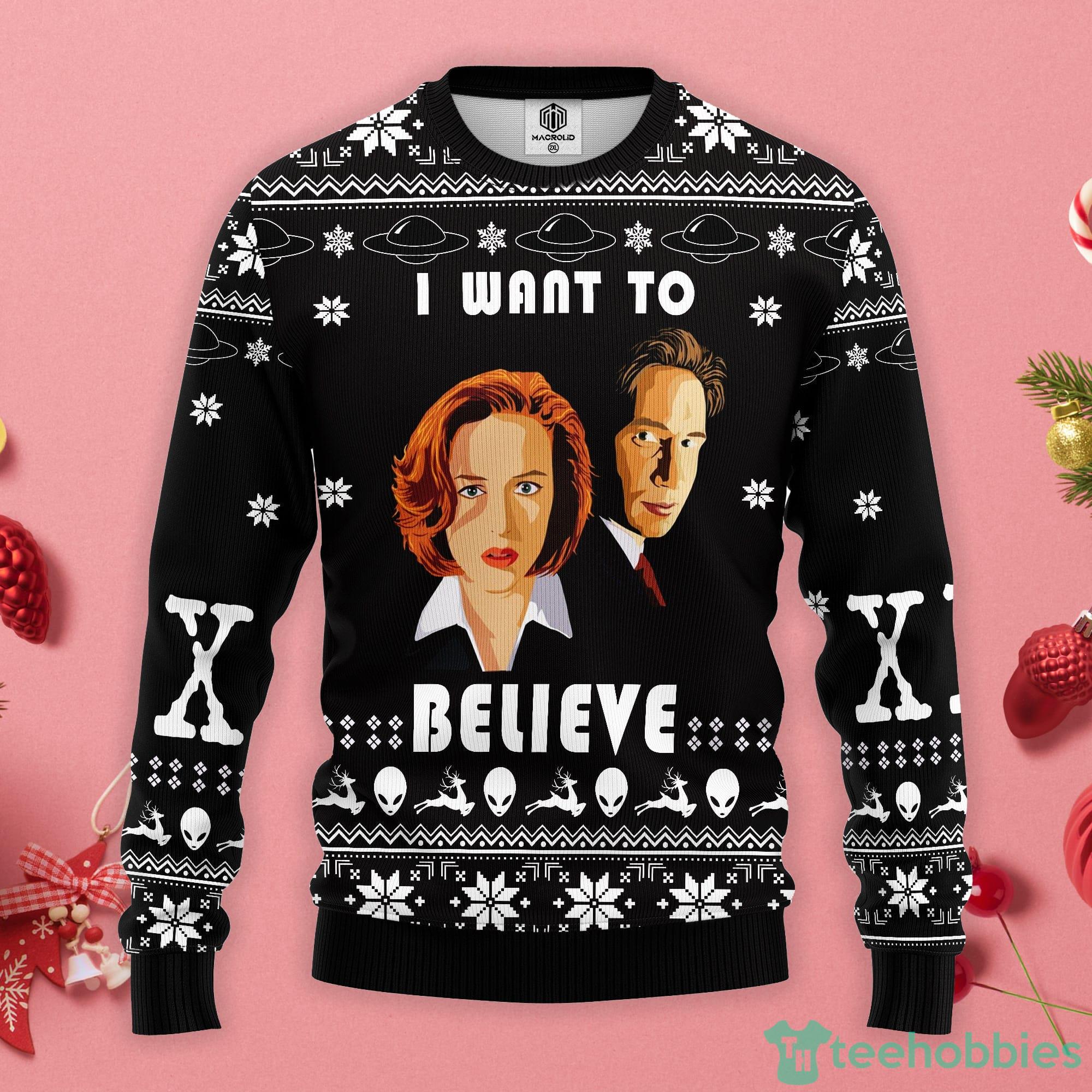I Want To Believe Ugly Christmas Sweater Product Photo 1