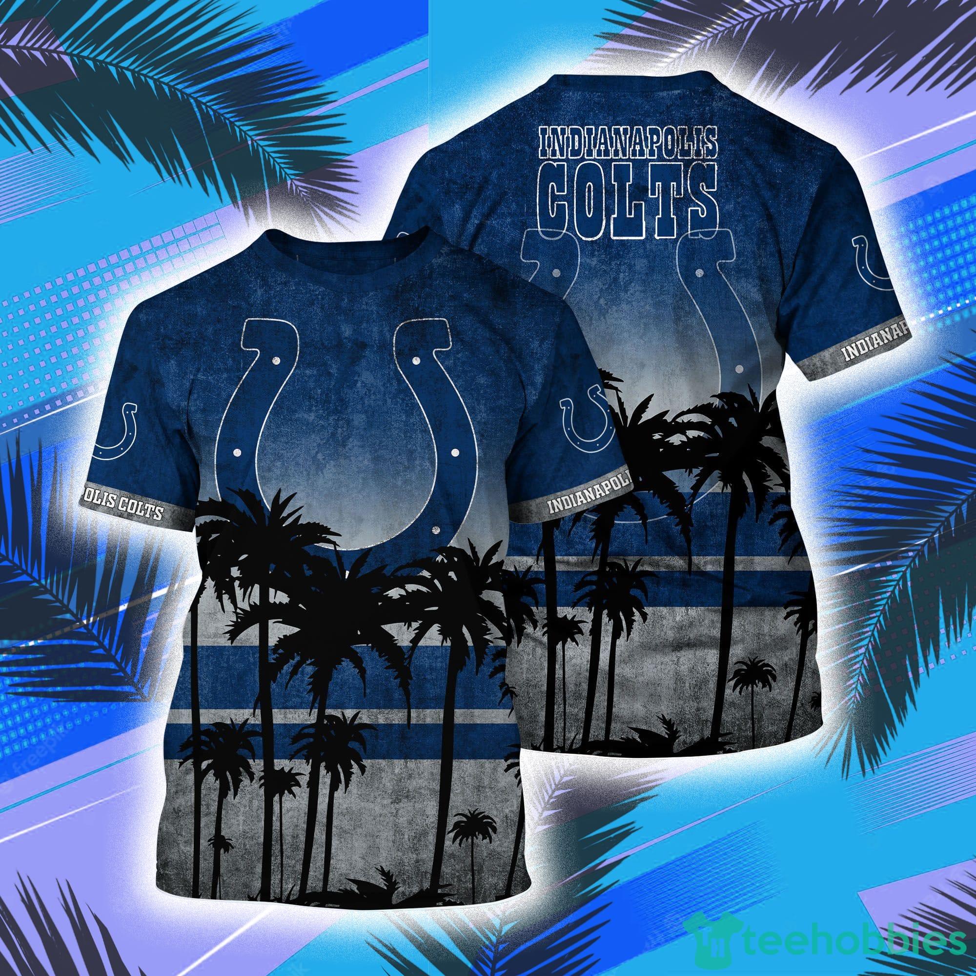 Indianapolis Colts NFL And Palm Trees Hawaii Style 3D T-Shirt Product Photo 1