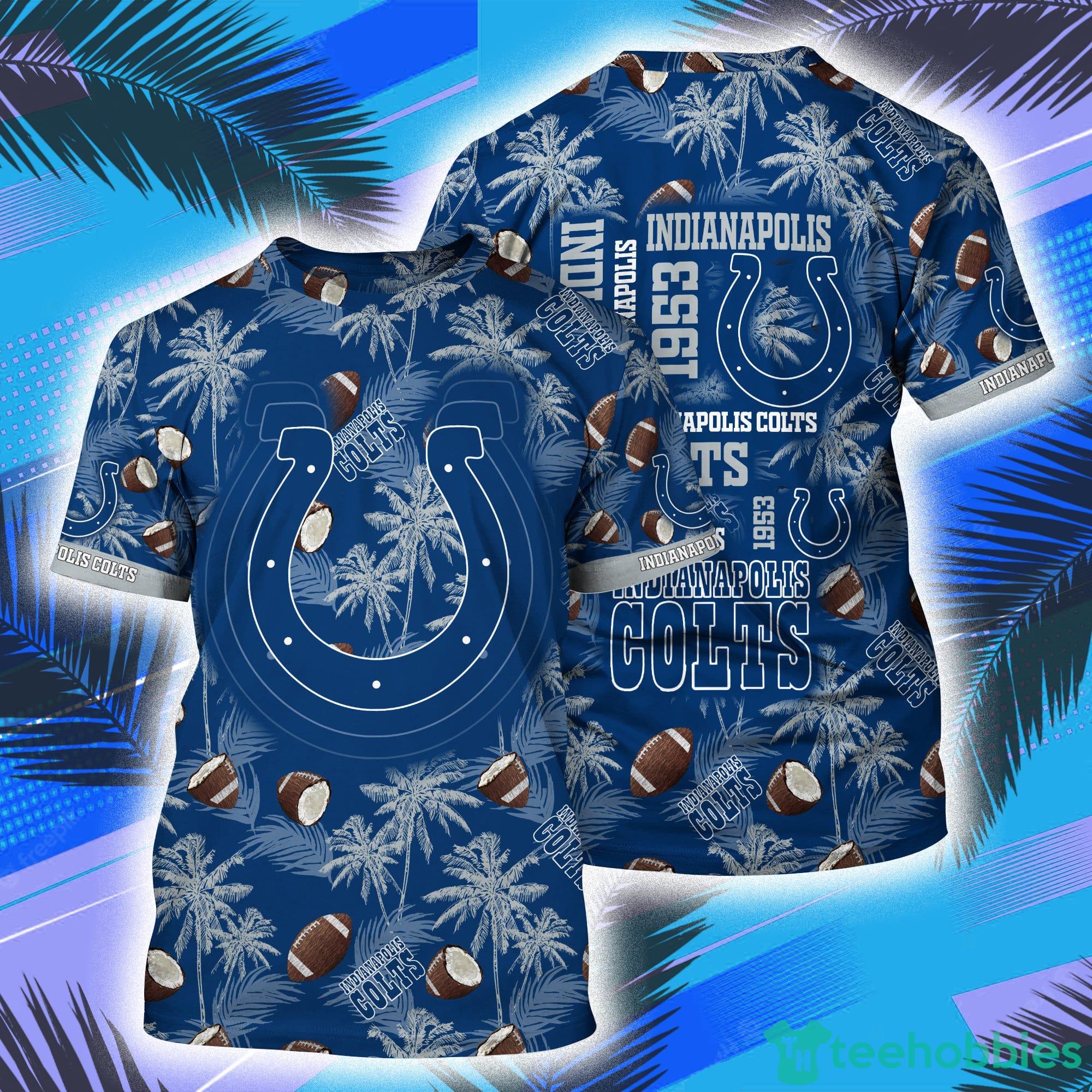 Indianapolis Colts NFL And Palm Trees Pattern All Over Print 3D T-Shirt Product Photo 1