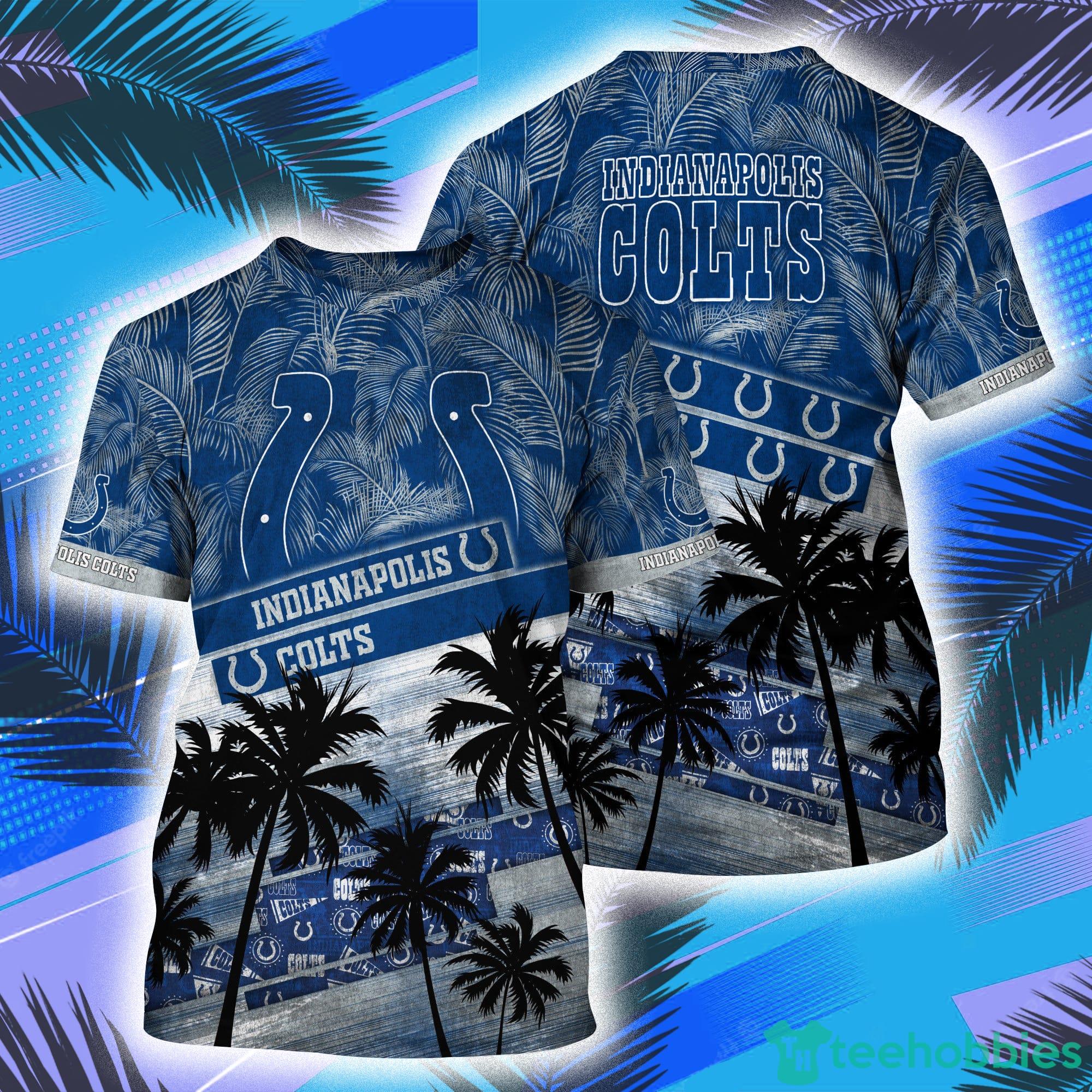 Indianapolis Colts NFL And Tropical Pattern Aloha Hawaii Style 3D T-Shirt Product Photo 1