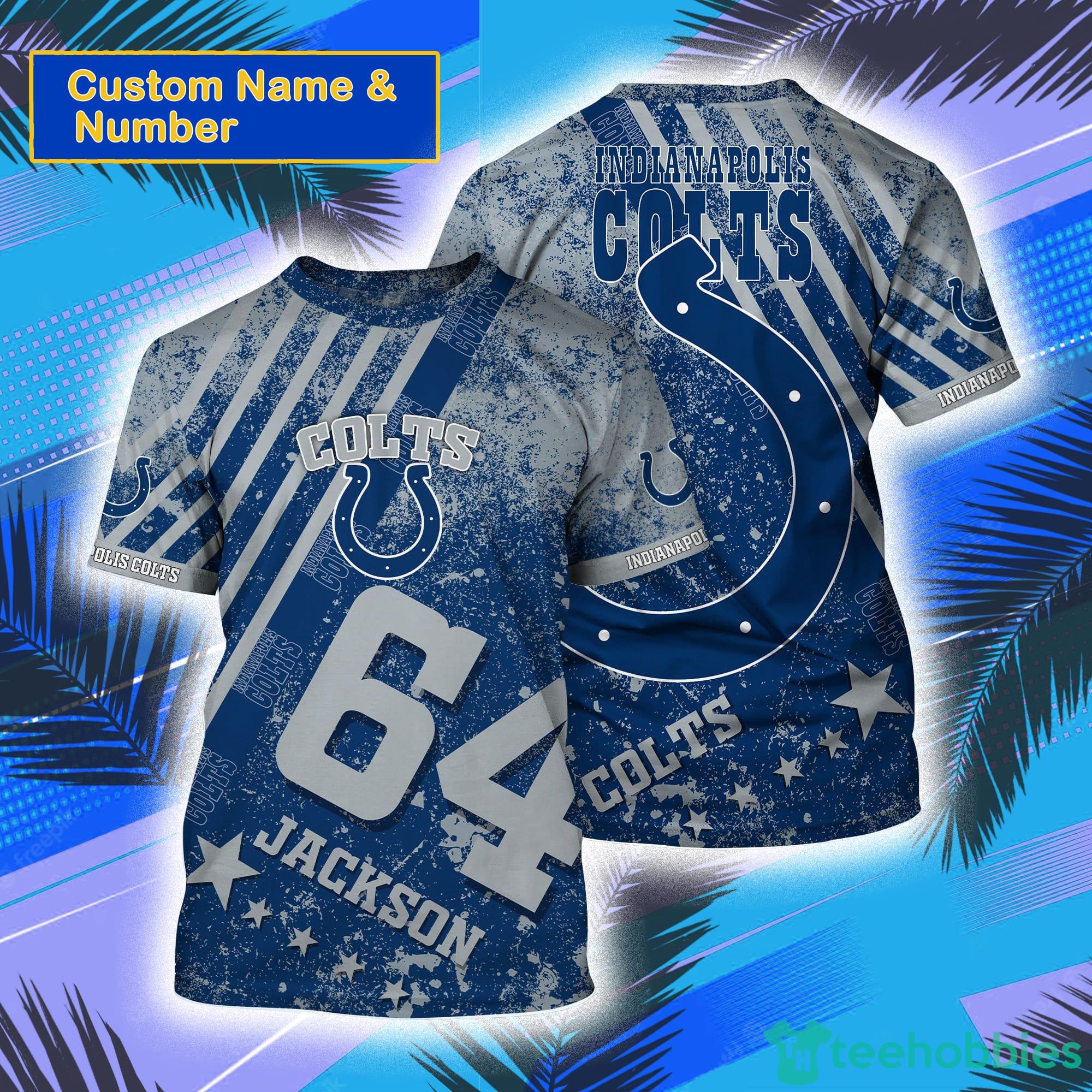 Indianapolis Colts NFL Custom Name And Number All Over Print 3D T-Shirt Product Photo 1