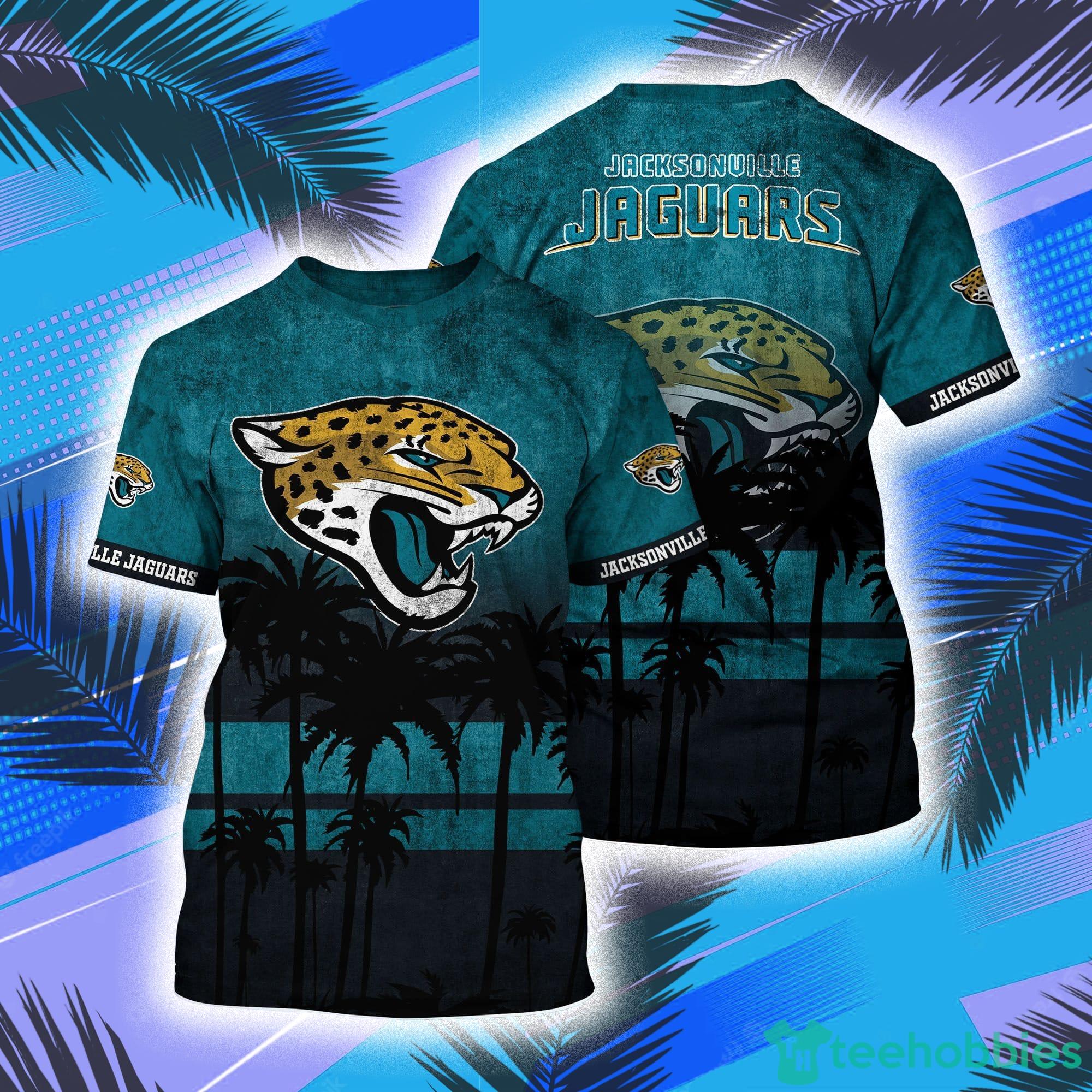 Jacksonville Jaguars NFL And Palm Trees Hawaii Style 3D T-Shirt Product Photo 1
