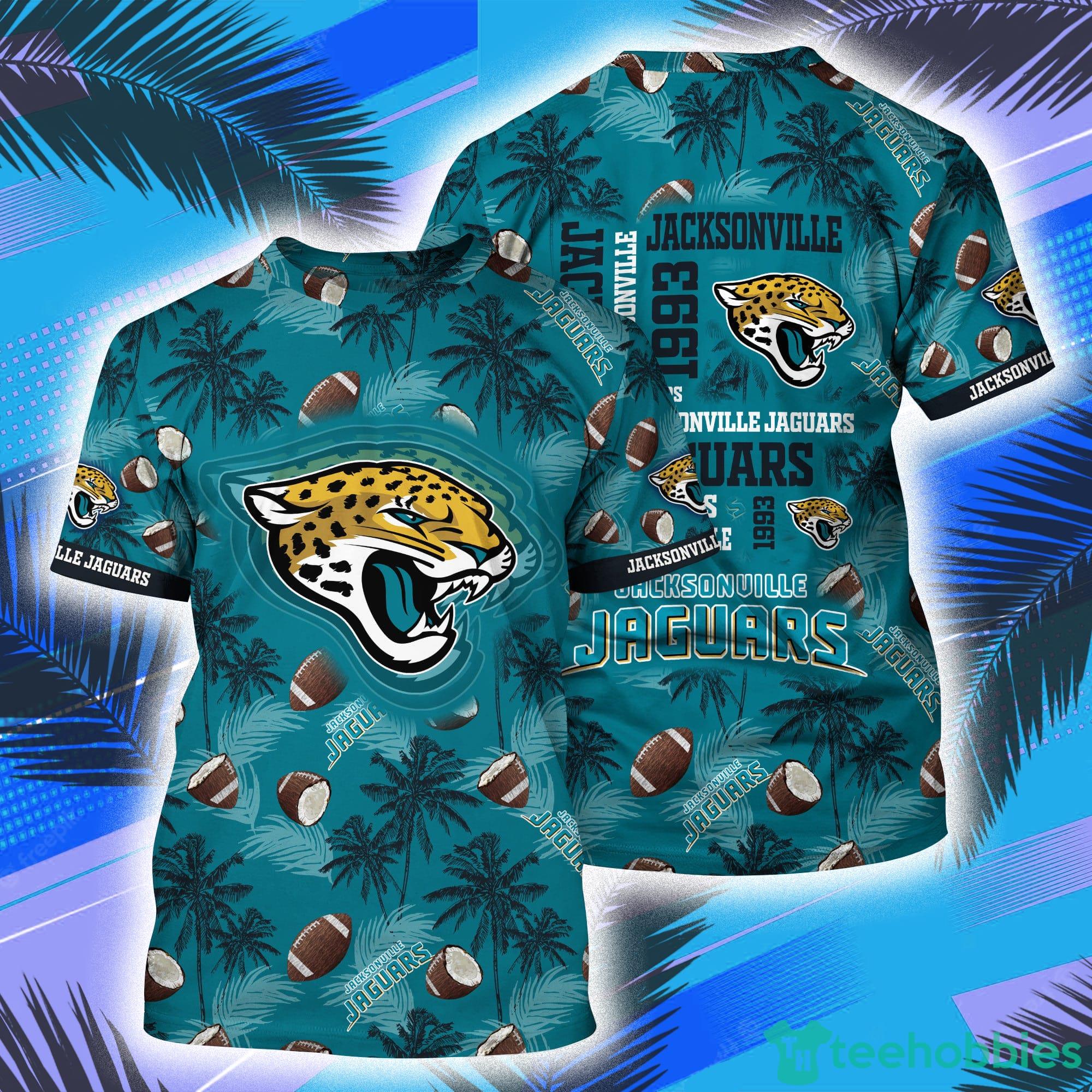 Jacksonville Jaguars NFL And Palm Trees Pattern All Over Print 3D T-Shirt Product Photo 1