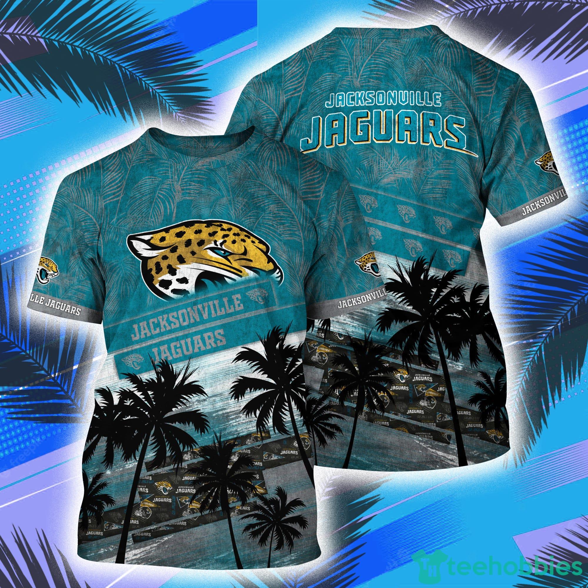 Jacksonville Jaguars NFL And Tropical Pattern Aloha Hawaii Style 3D T-Shirt Product Photo 1