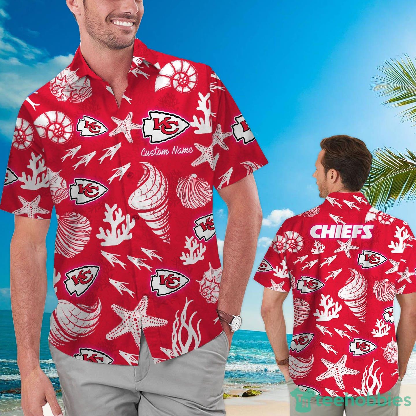 Kansas City Chiefs Custom Name Shells Starfish Hawaiian Shirt Product Photo 1