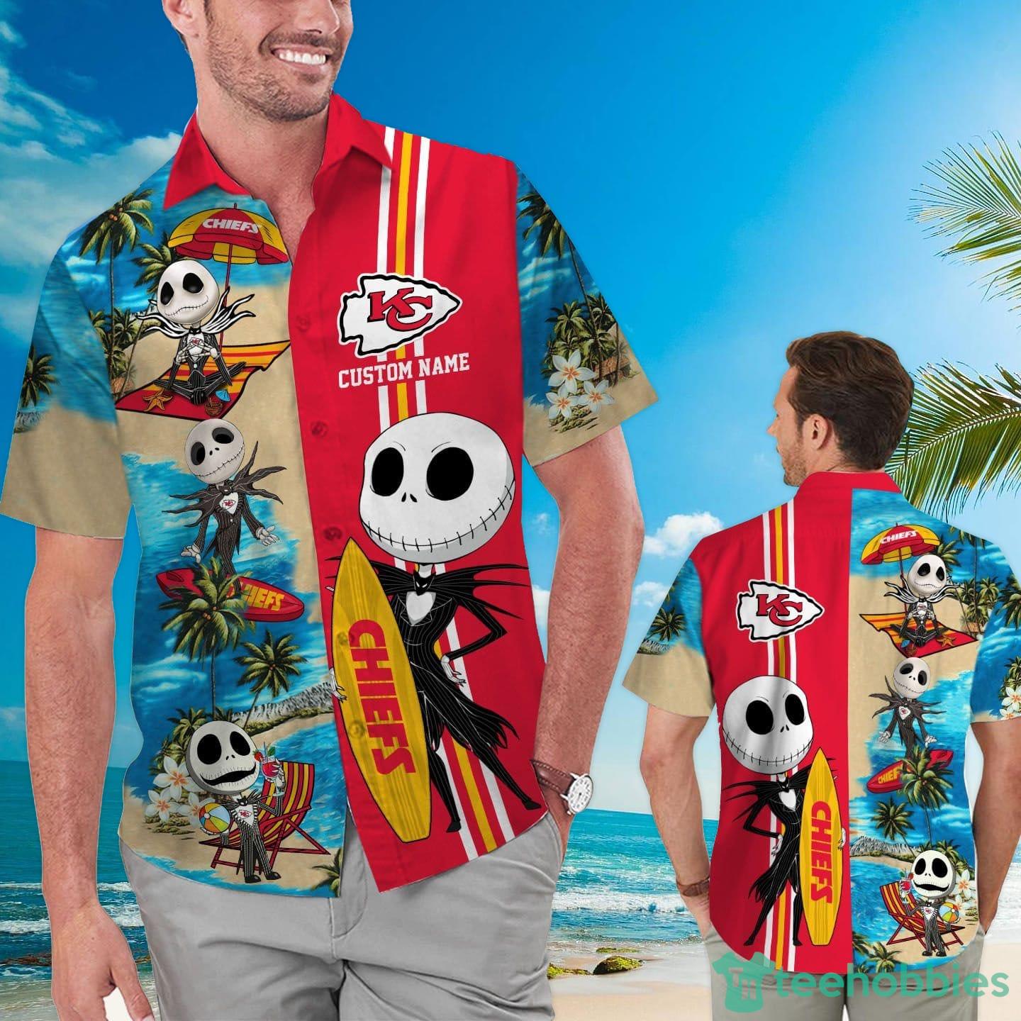 Kansas City Chiefs Jack Skellington Custom Name Hawaiian Shirt Product Photo 1
