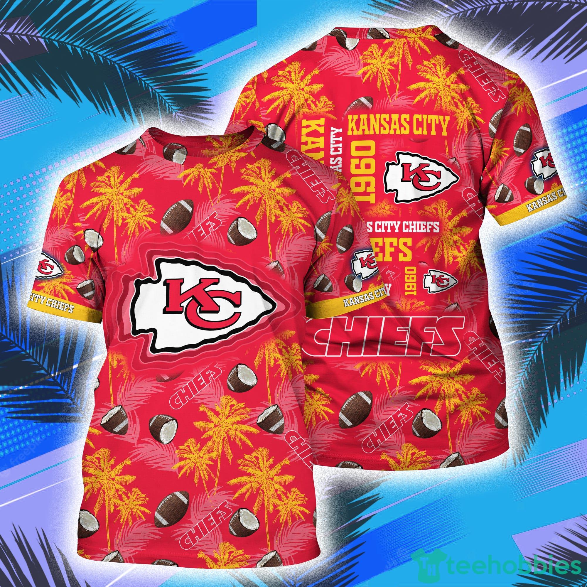 Kansas City Chiefs NFL And Palm Trees Pattern All Over Print 3D T-Shirt Product Photo 1