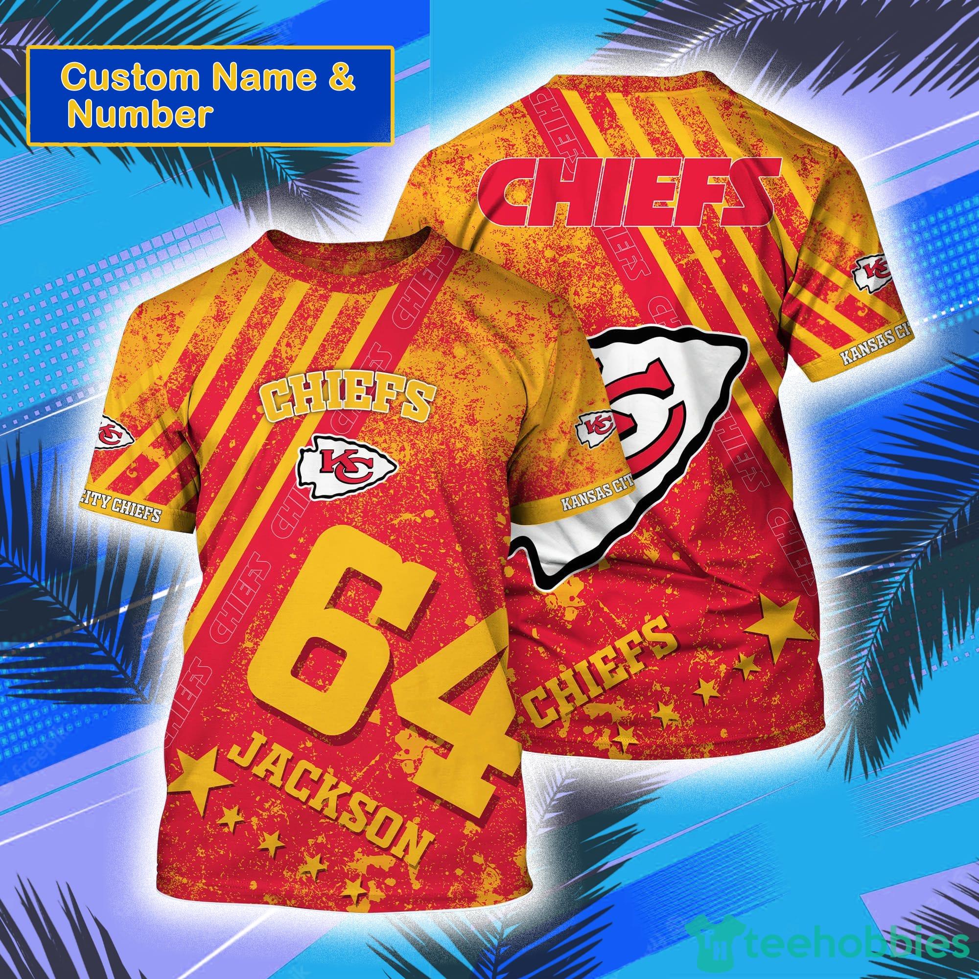 Kansas City Chiefs NFL Custom Name And Number All Over Print 3D T-Shirt Product Photo 1
