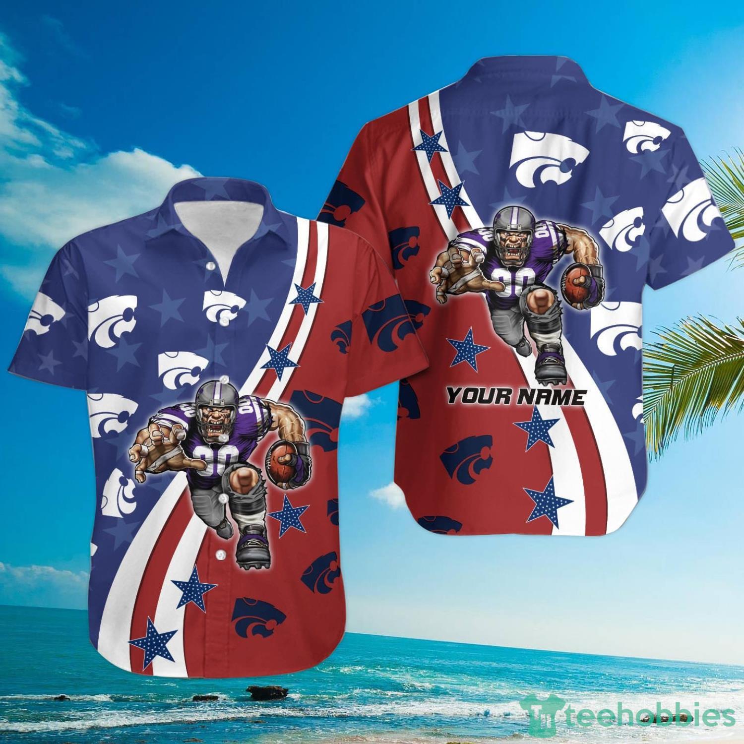 Kansas State Wildcats American Flag Custom Name Hawaiian Shirt Product Photo 3