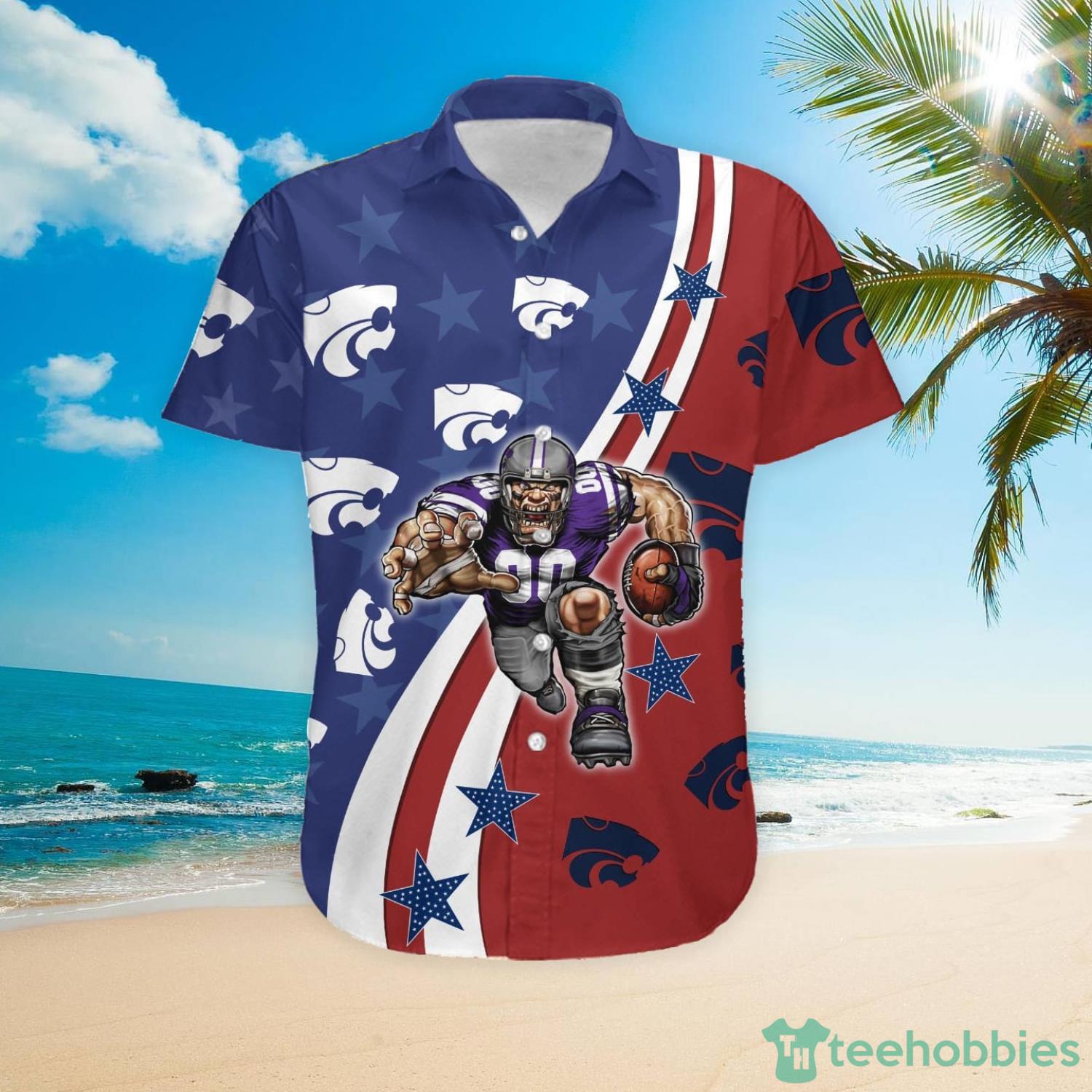 Kansas State Wildcats American Flag Custom Name Hawaiian Shirt Product Photo 4