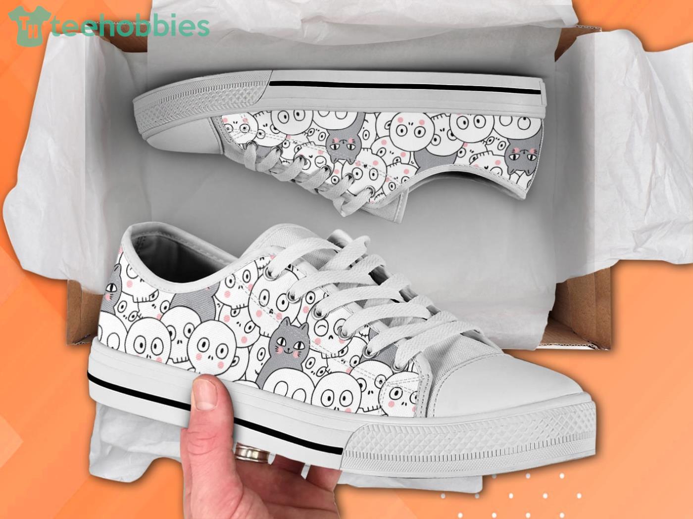 Kawaii Cat Pattern Low Top Shoes Product Photo 1