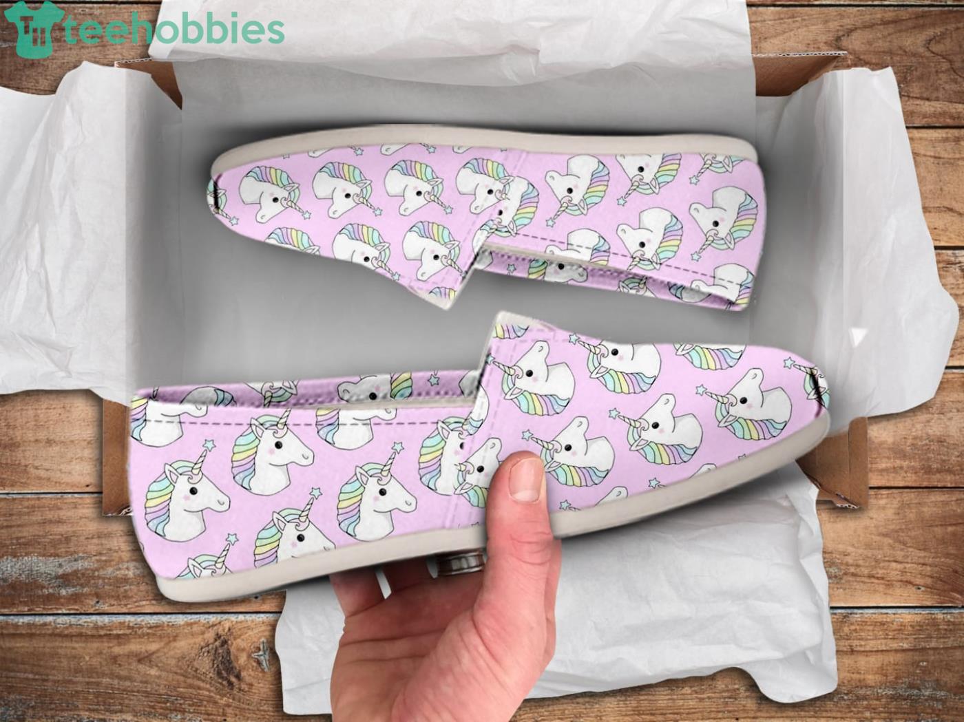 Kawaii Pink Unicorn Cute Pattern Slip On Shoes Product Photo 1